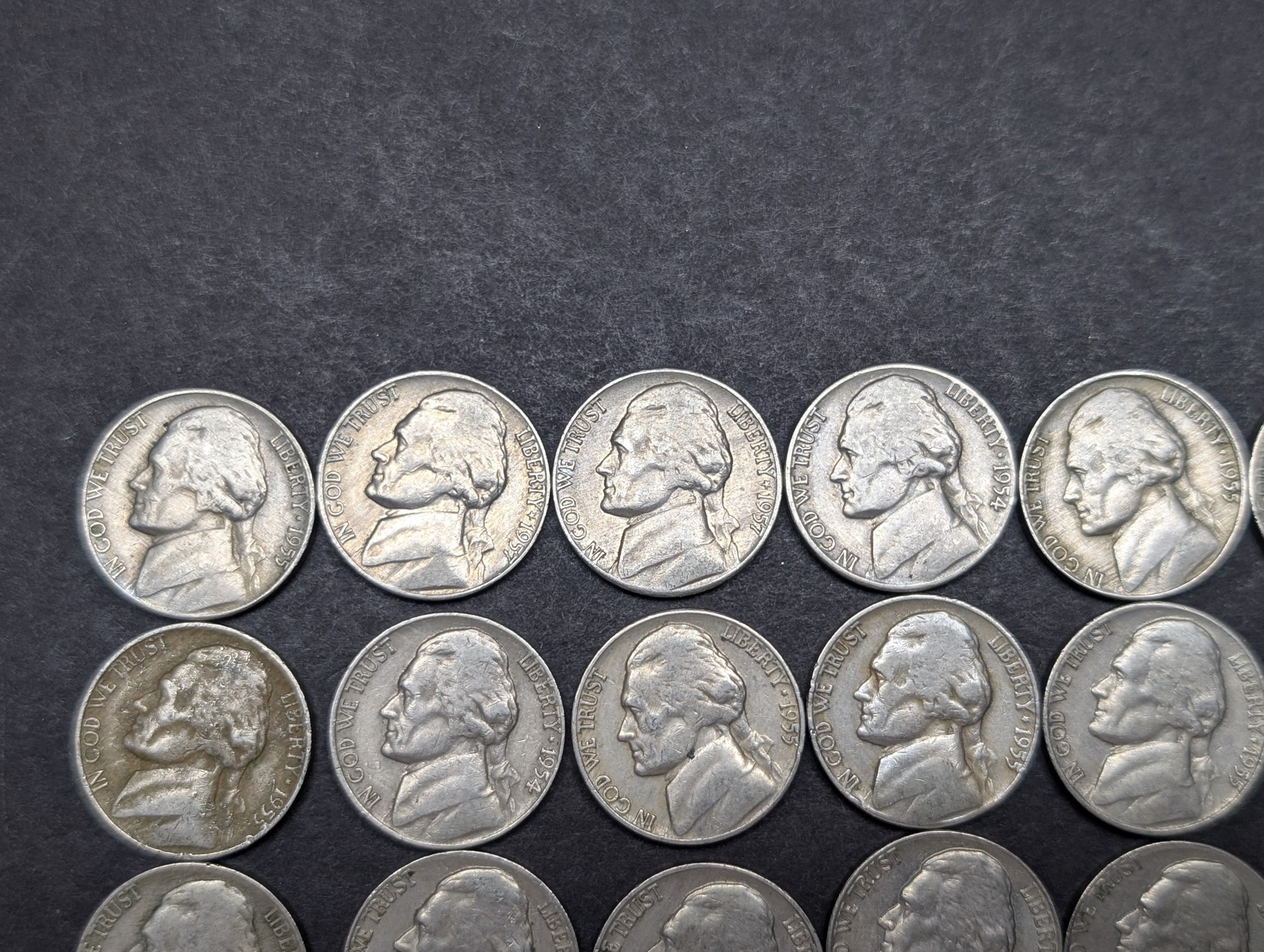 (42) Assorted 1950's Jefferson Nickels