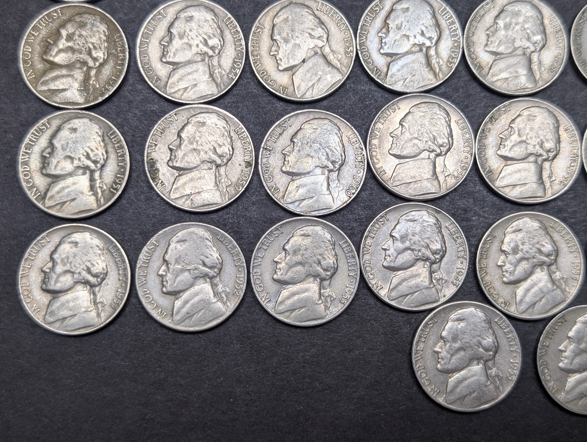 (42) Assorted 1950's Jefferson Nickels