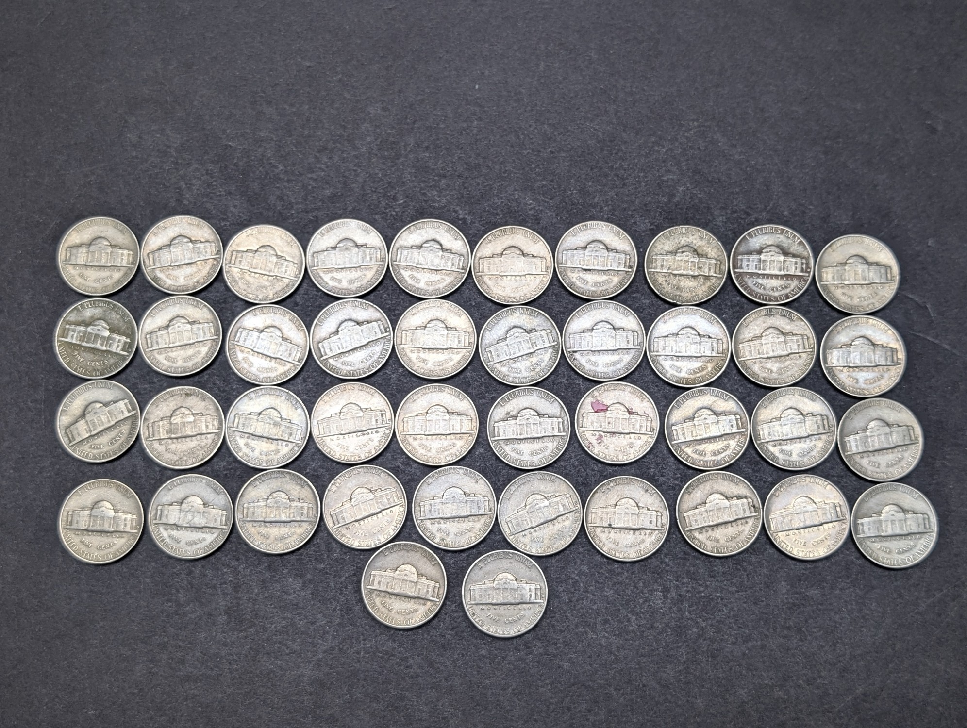 (42) Assorted 1950's Jefferson Nickels