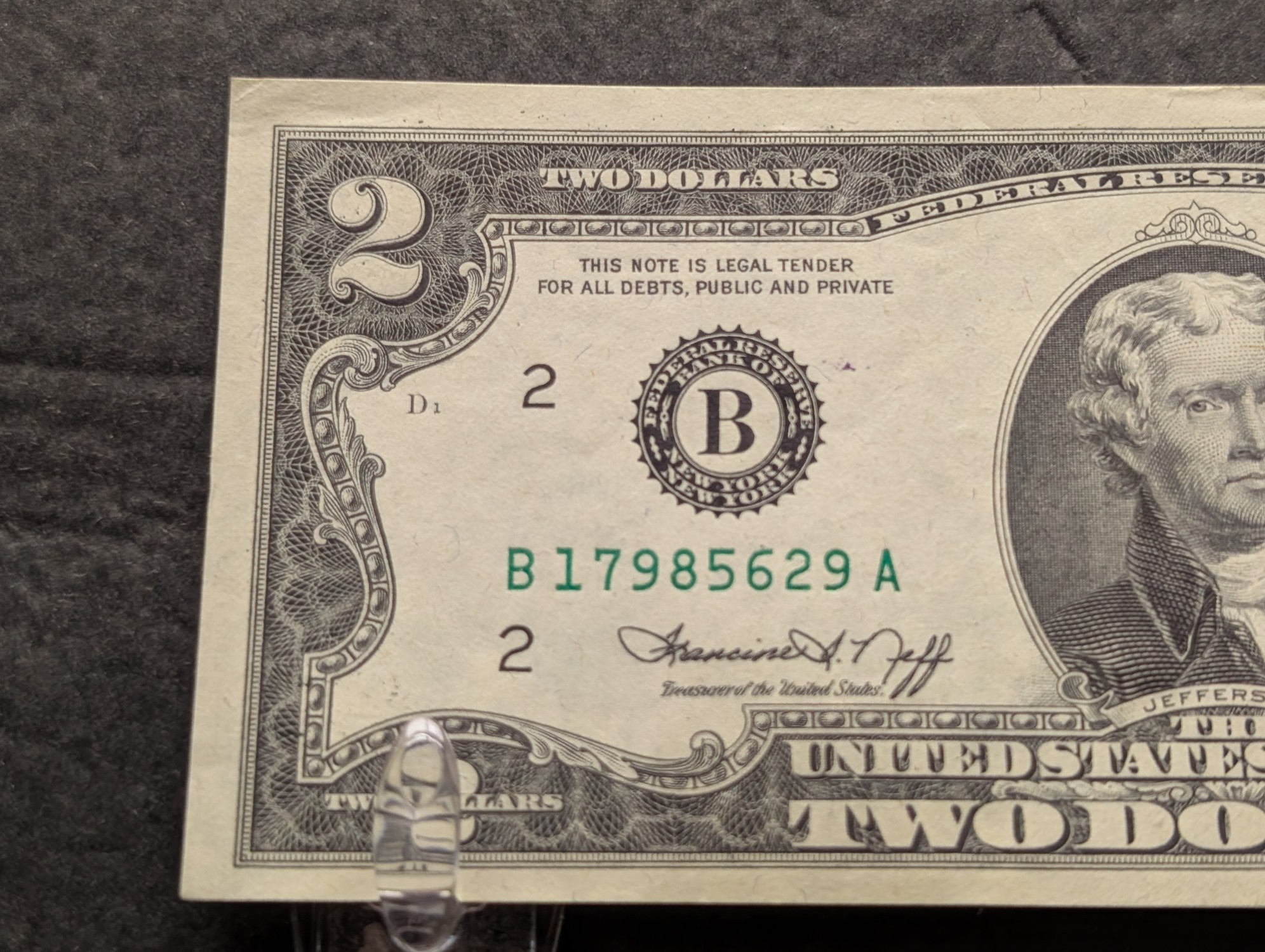 1976 Series $2 Note W/ 1st First DAY OF ISSUE STAMPED CRISP UNC