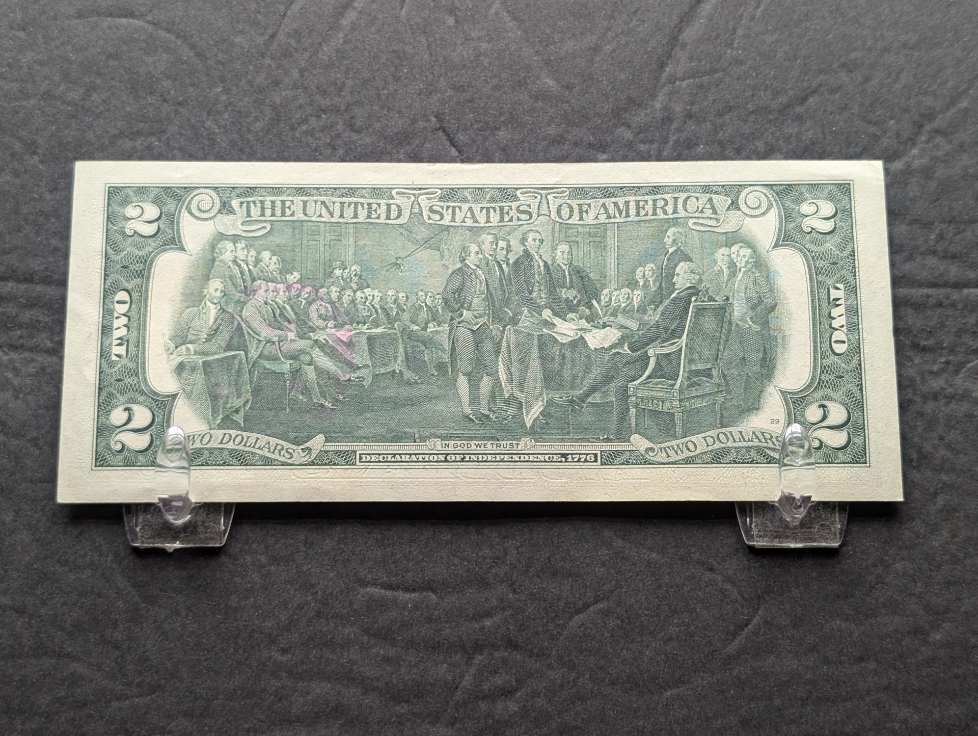 1976 Series $2 Note W/ 1st First DAY OF ISSUE STAMPED CRISP UNC