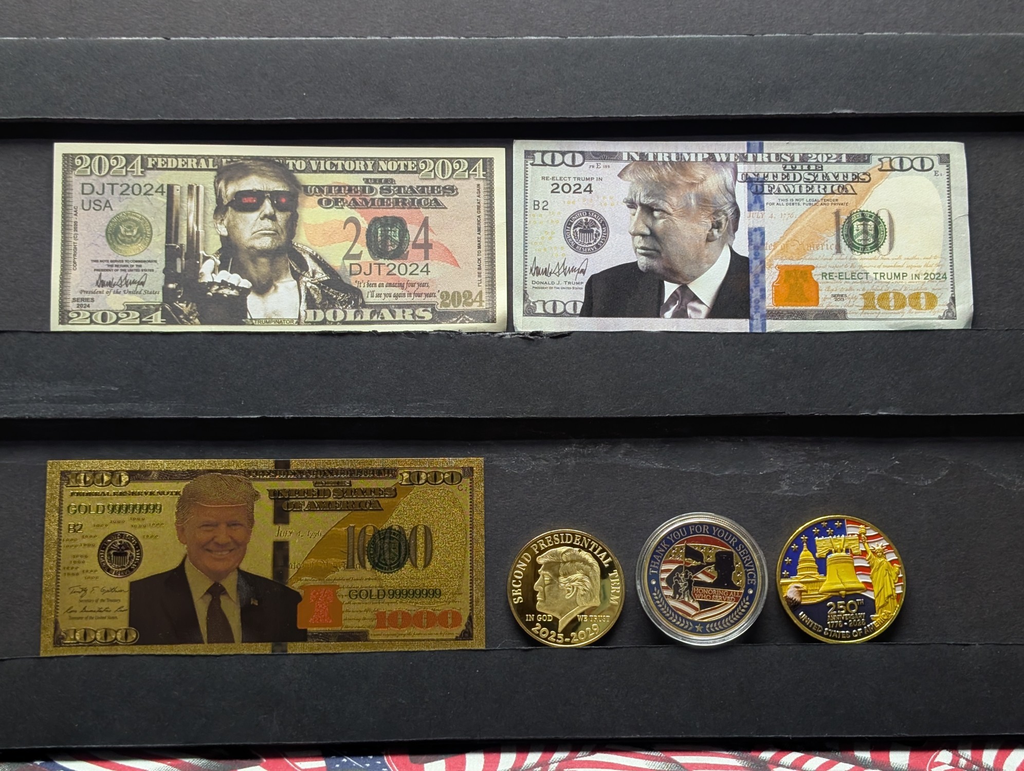 2024 Donald Trump Novelty Collectibles - Donald Trump Notes & Coins/Rounds - No Melt/Face Value