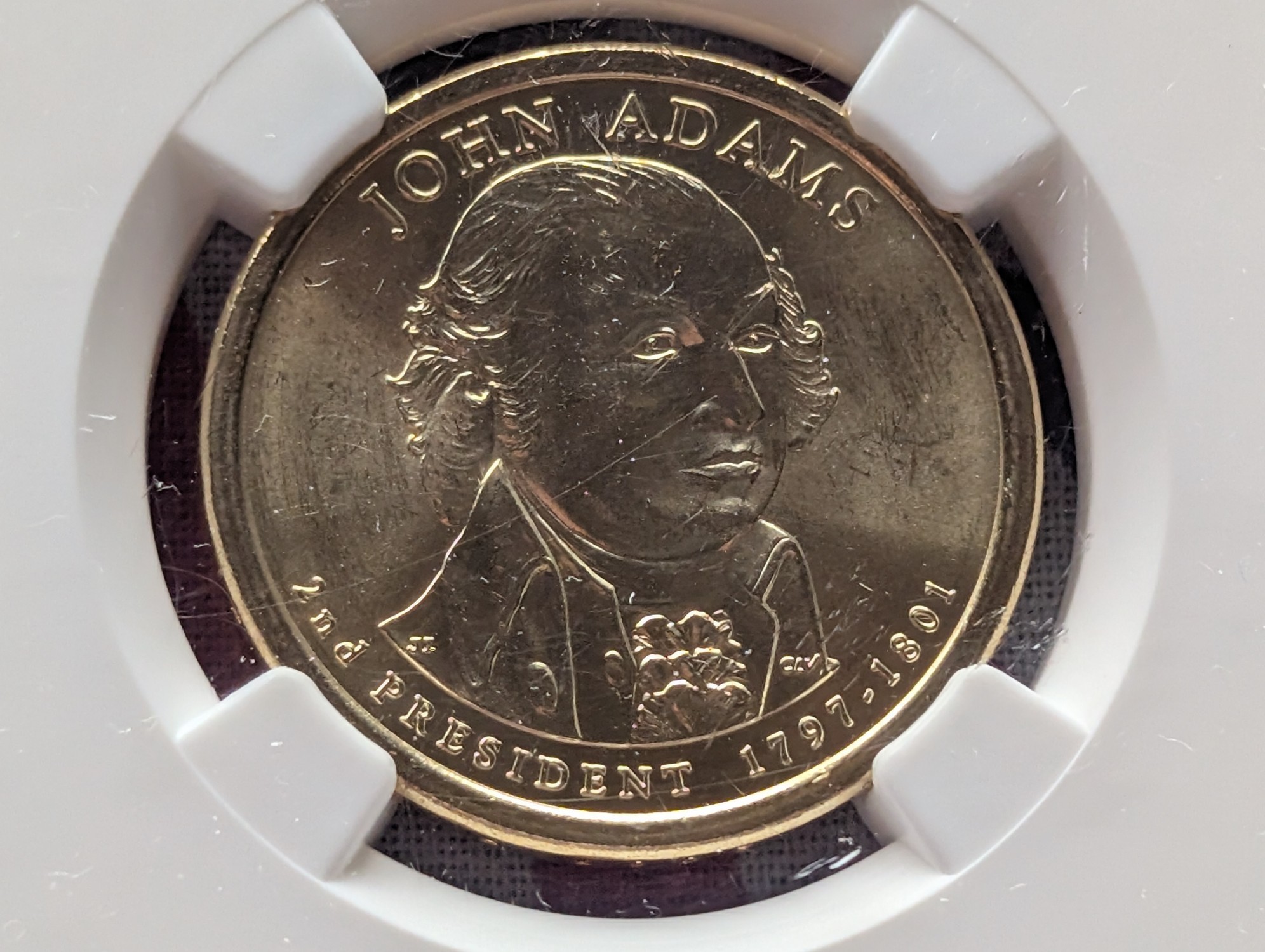 2007-P $1 Brilliant Uncirculated - First Day of Issue - Second President John Adams - NGC Coin