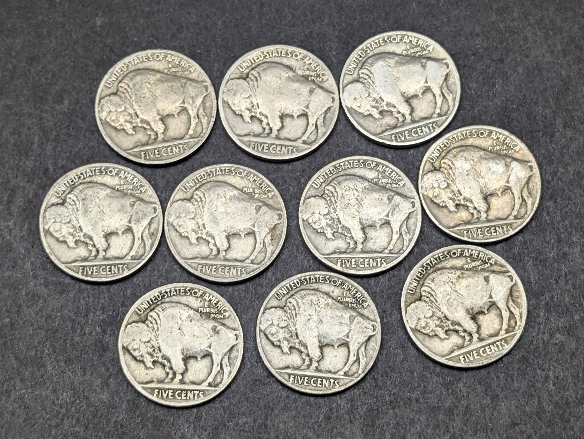 (10) 1920s-1930s Indian Head Buffalo Nickels - Not Consecutive