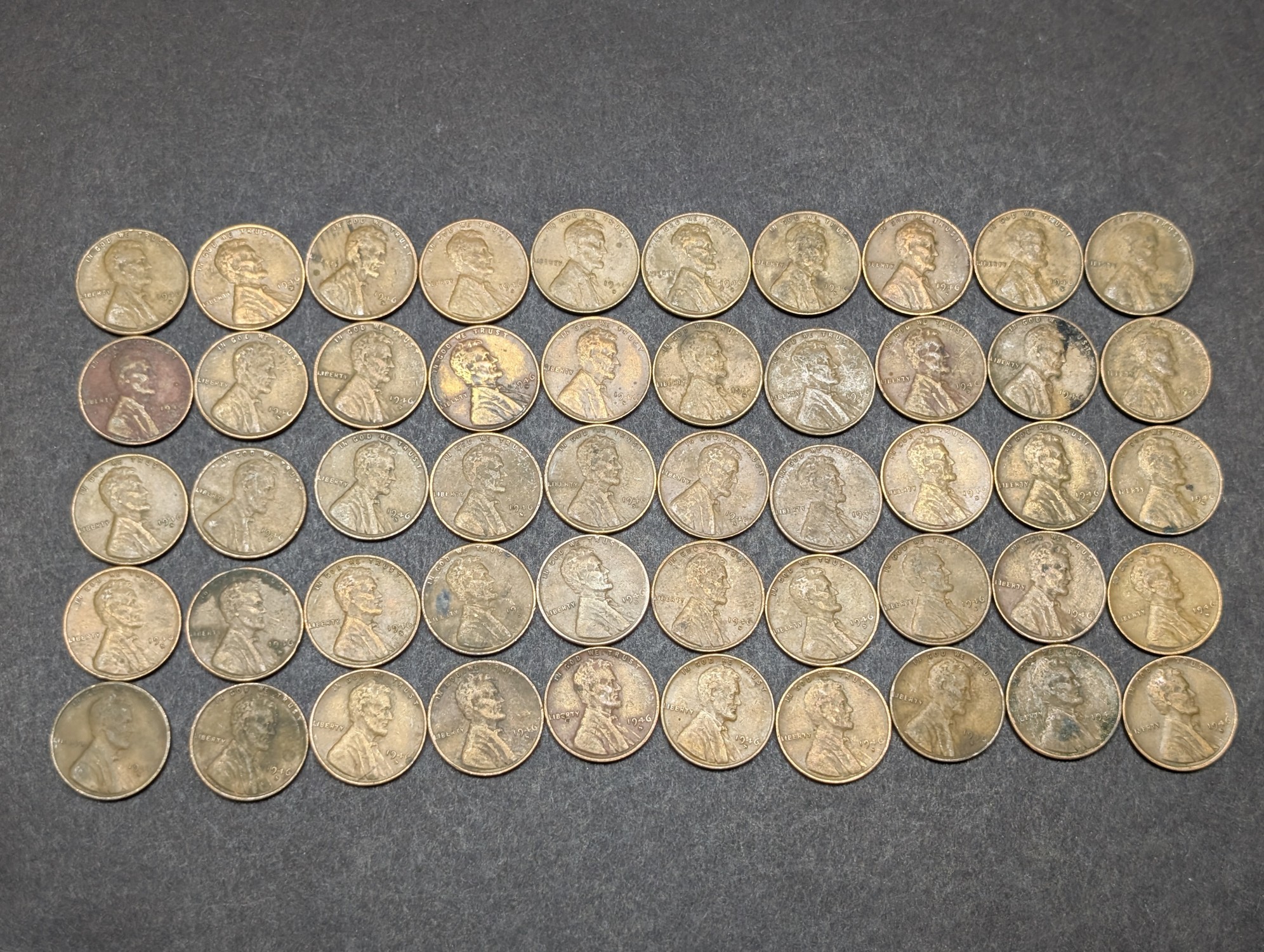 (50) 1946-S Lincoln Wheat Cents