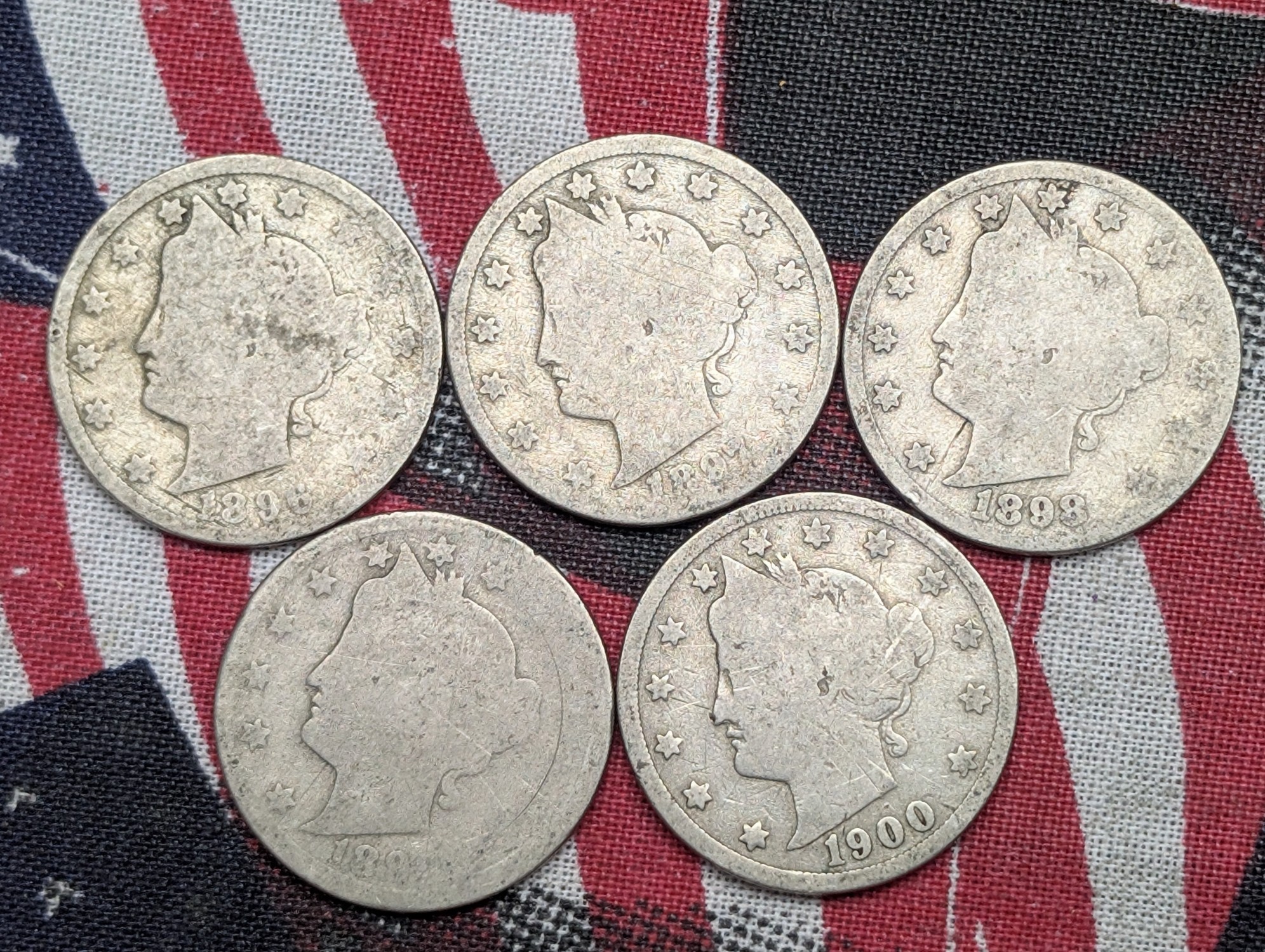 1896-1900 Liberty Head V Nickels - Consecutive Dates