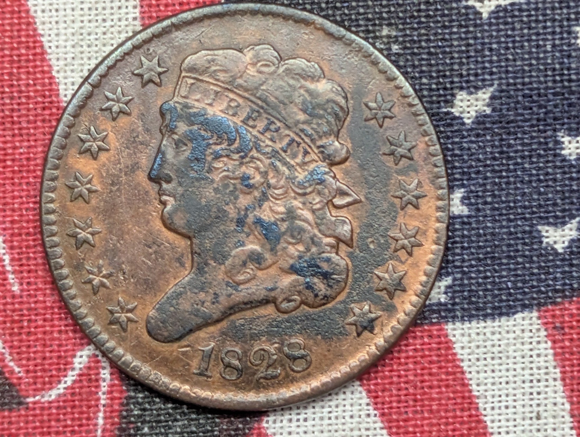 1828 Classic Head Half Cent Coin - FULL Liberty - High Grade Coin - Key Date