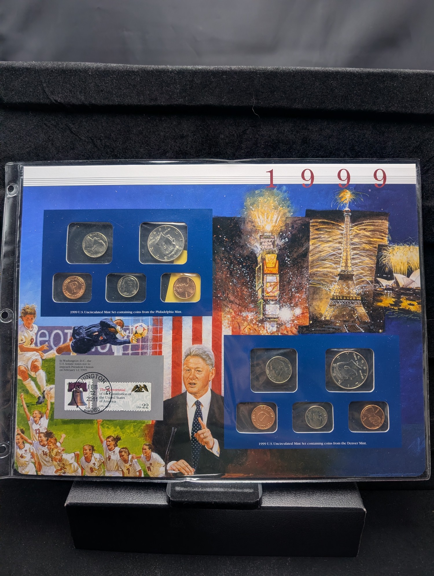 1999 P & D U.S. Uncirculated Mint Sets With Stamps (NO QUARTERS)