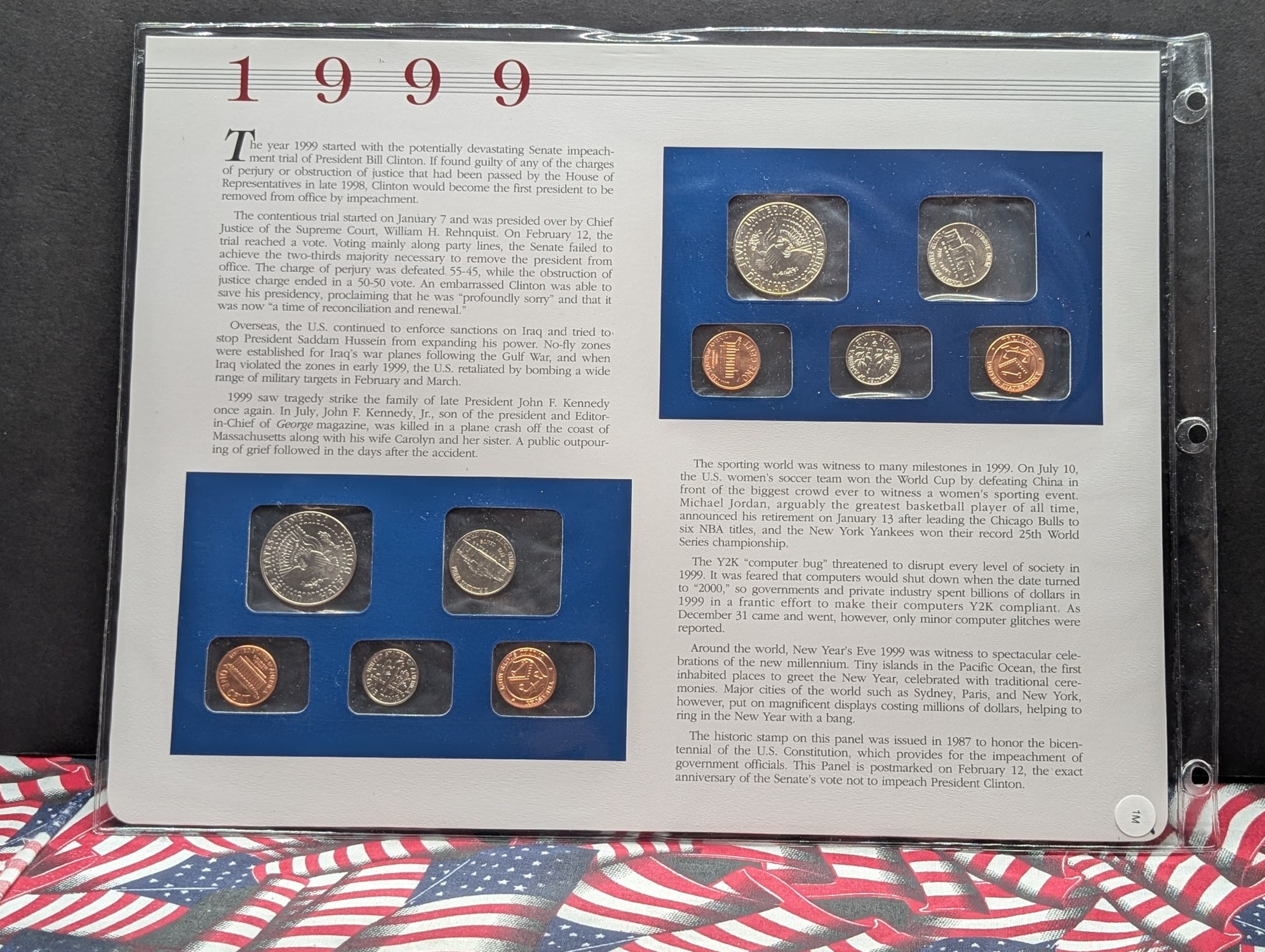 1999 P & D U.S. Uncirculated Mint Sets With Stamps (NO QUARTERS)