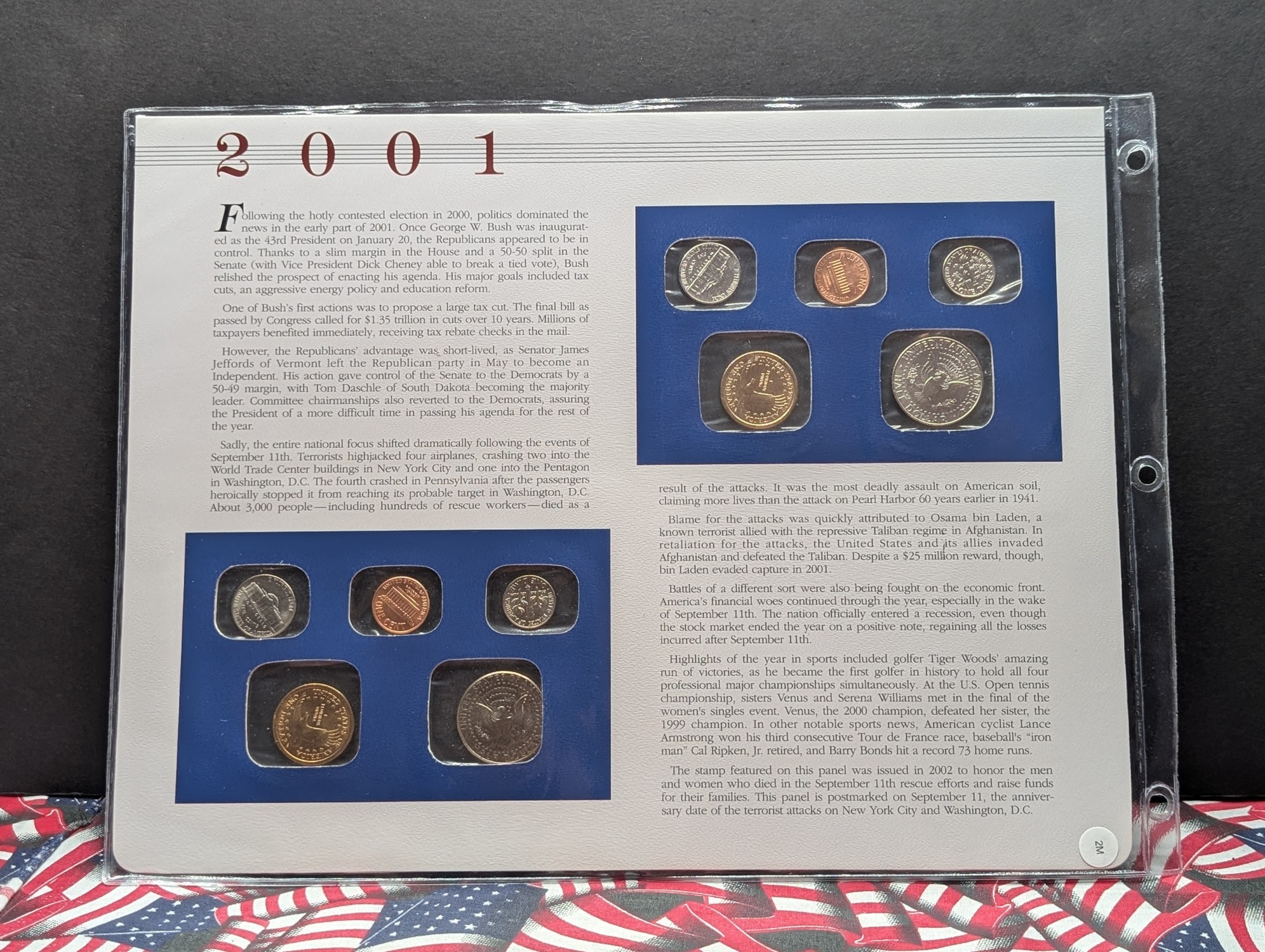 2001 P & D U.S. Uncirculated Mint Sets With Stamps (NO QUARTERS)