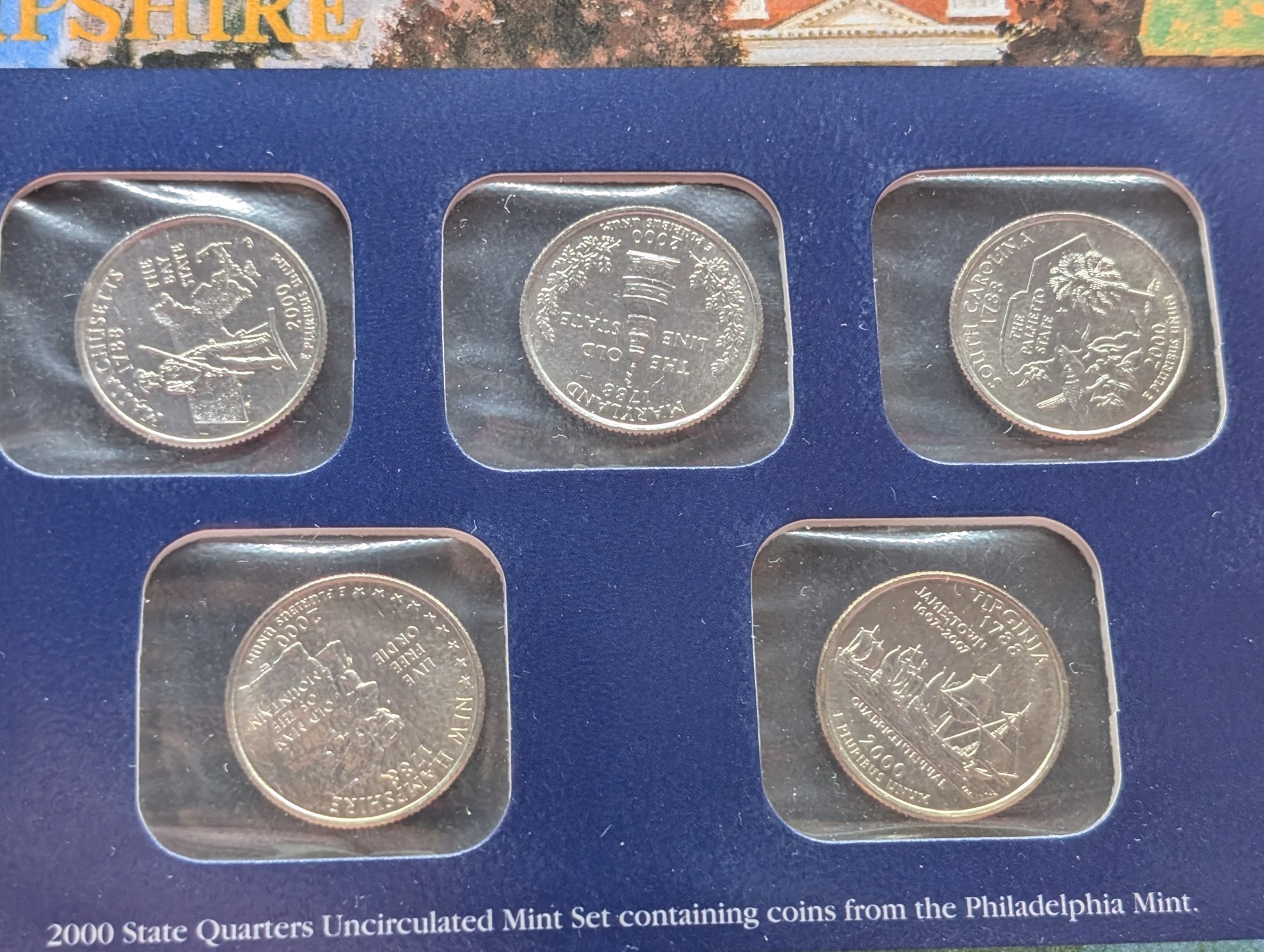 2000 P & D State Quarters Uncirculated Mint Sets With Stamps