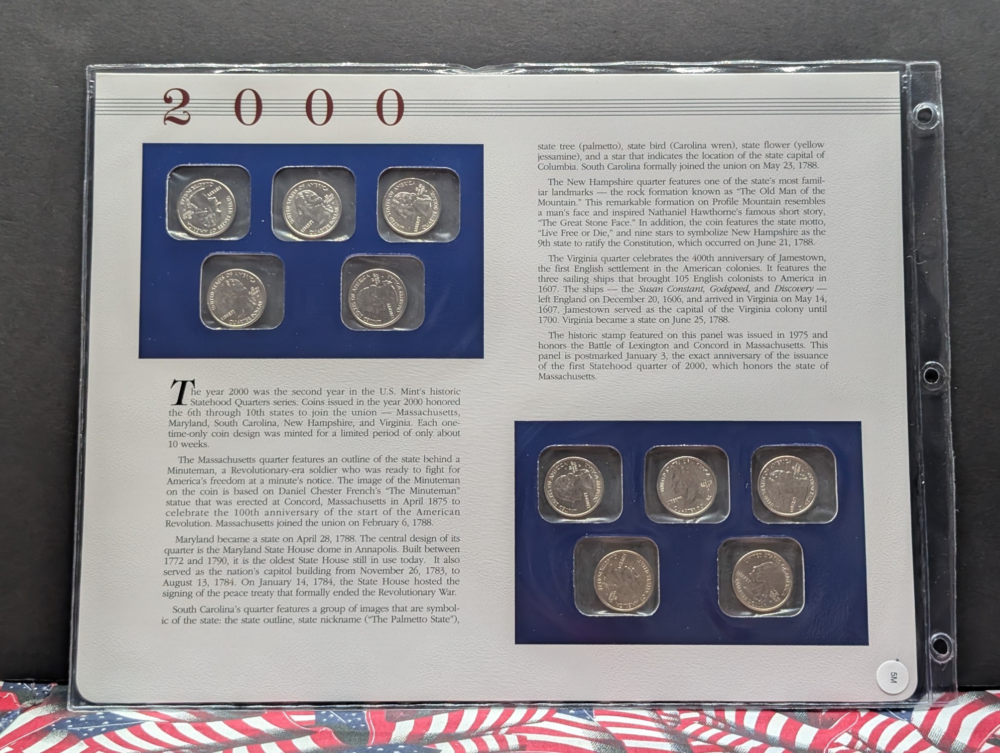2000 P & D State Quarters Uncirculated Mint Sets With Stamps