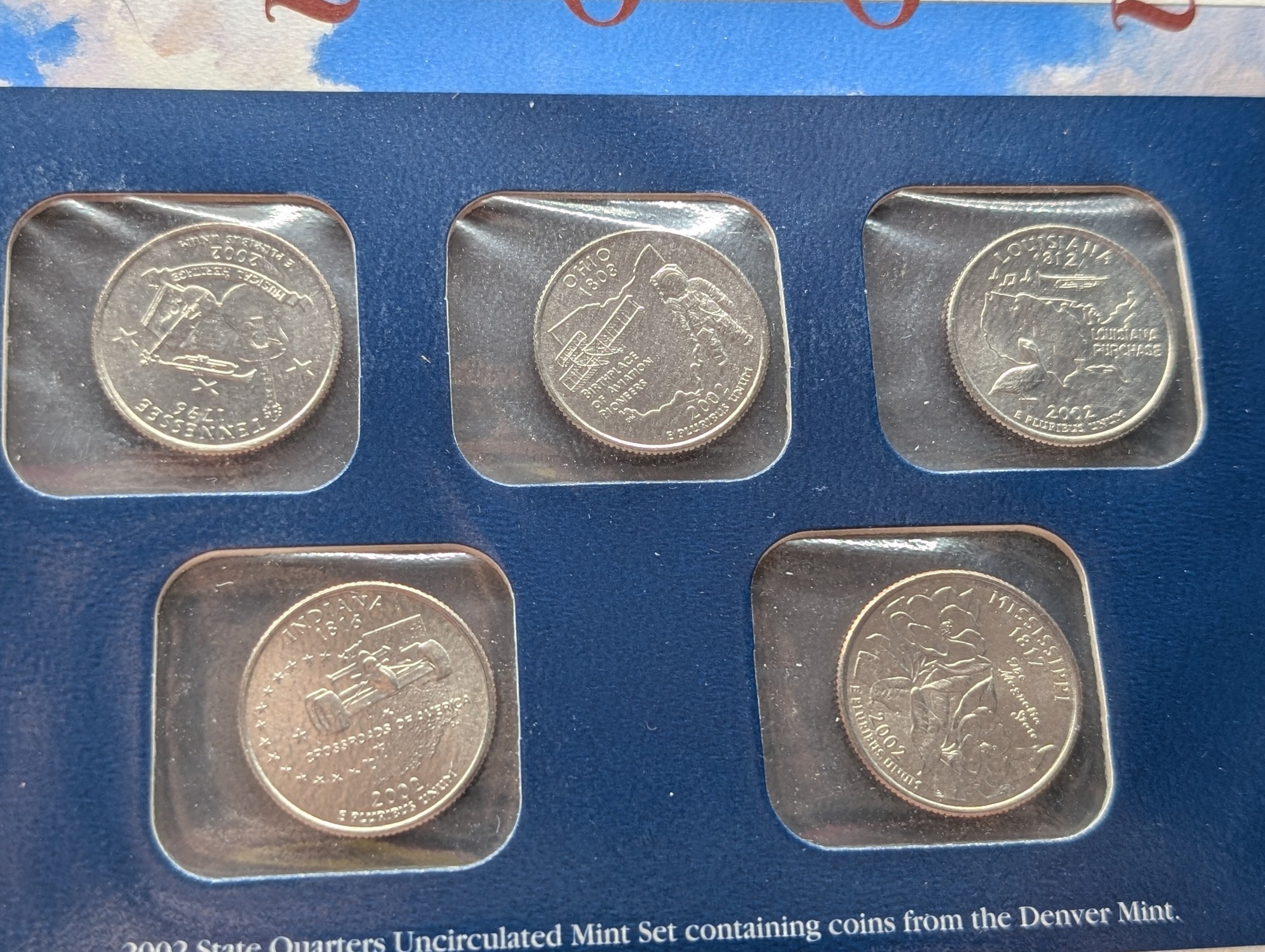 2002 P & D State Quarters Uncirculated Mint Sets With Stamps