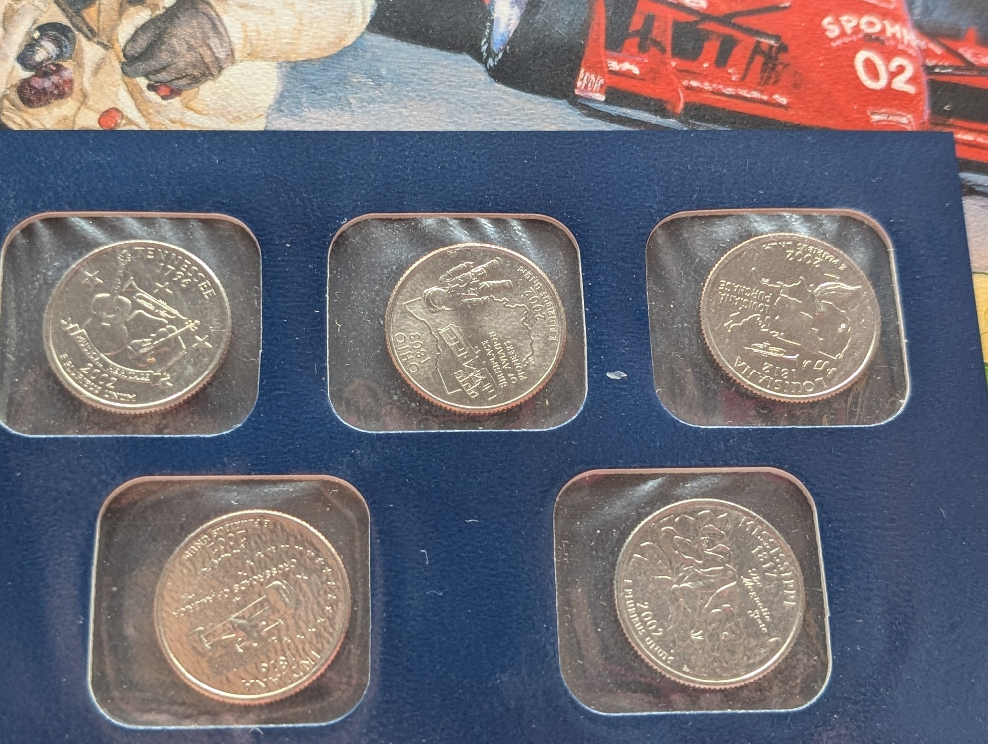 2002 P & D State Quarters Uncirculated Mint Sets With Stamps