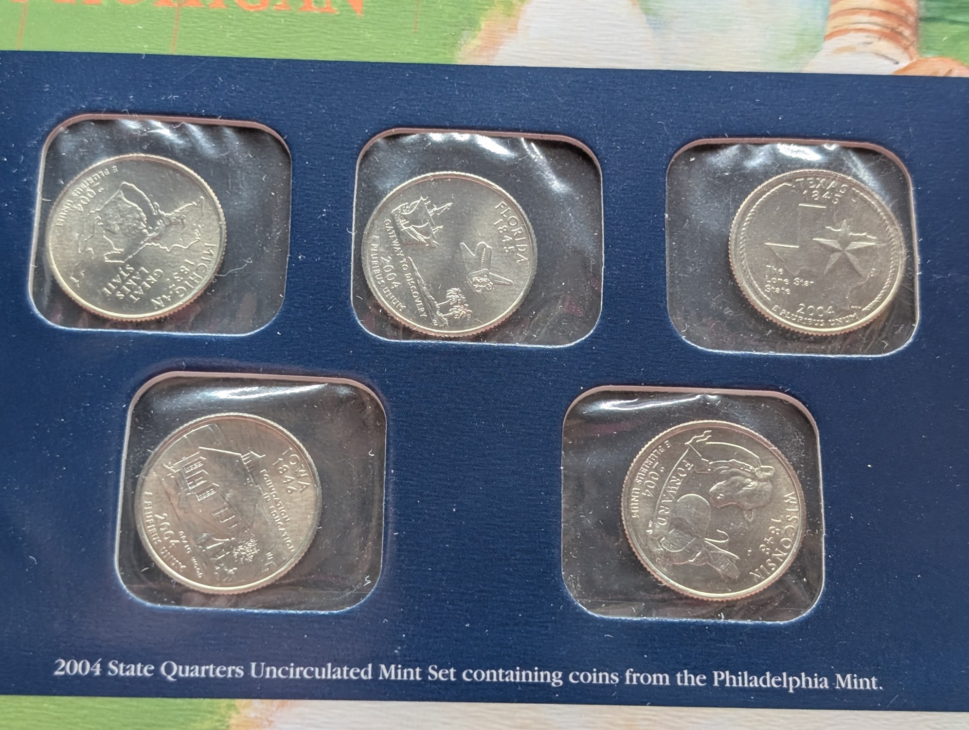 2004 P & D State Quarters Uncirculated Mint Sets With Stamps