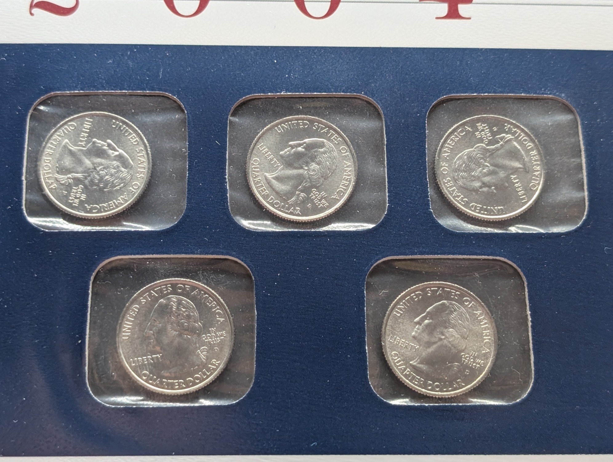 2004 P & D State Quarters Uncirculated Mint Sets With Stamps