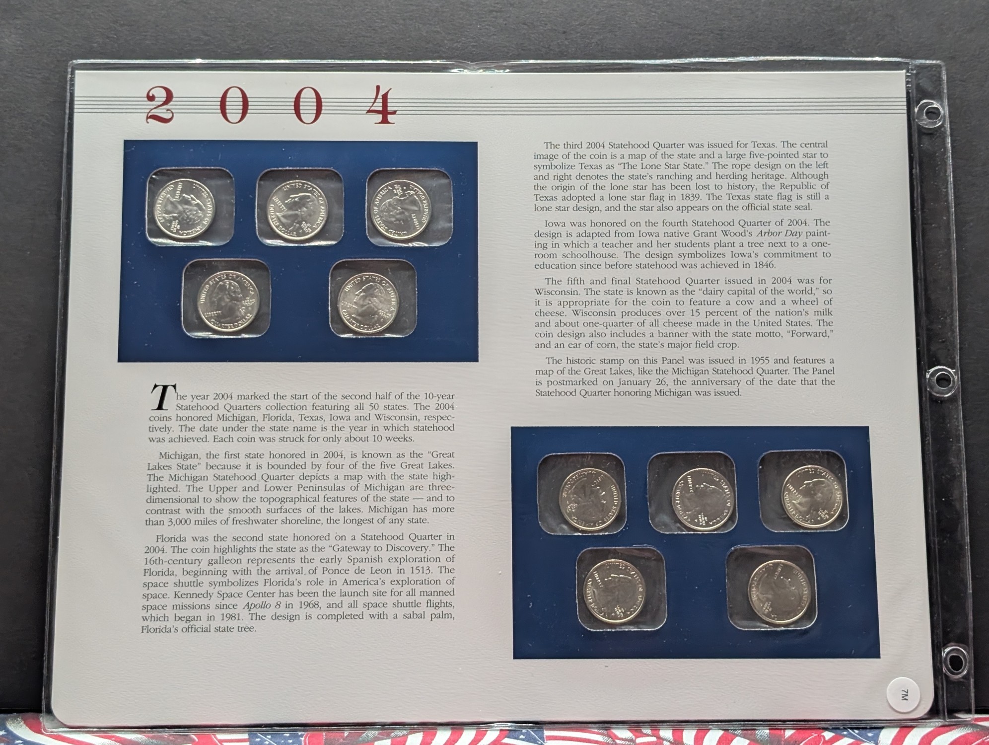 2004 P & D State Quarters Uncirculated Mint Sets With Stamps