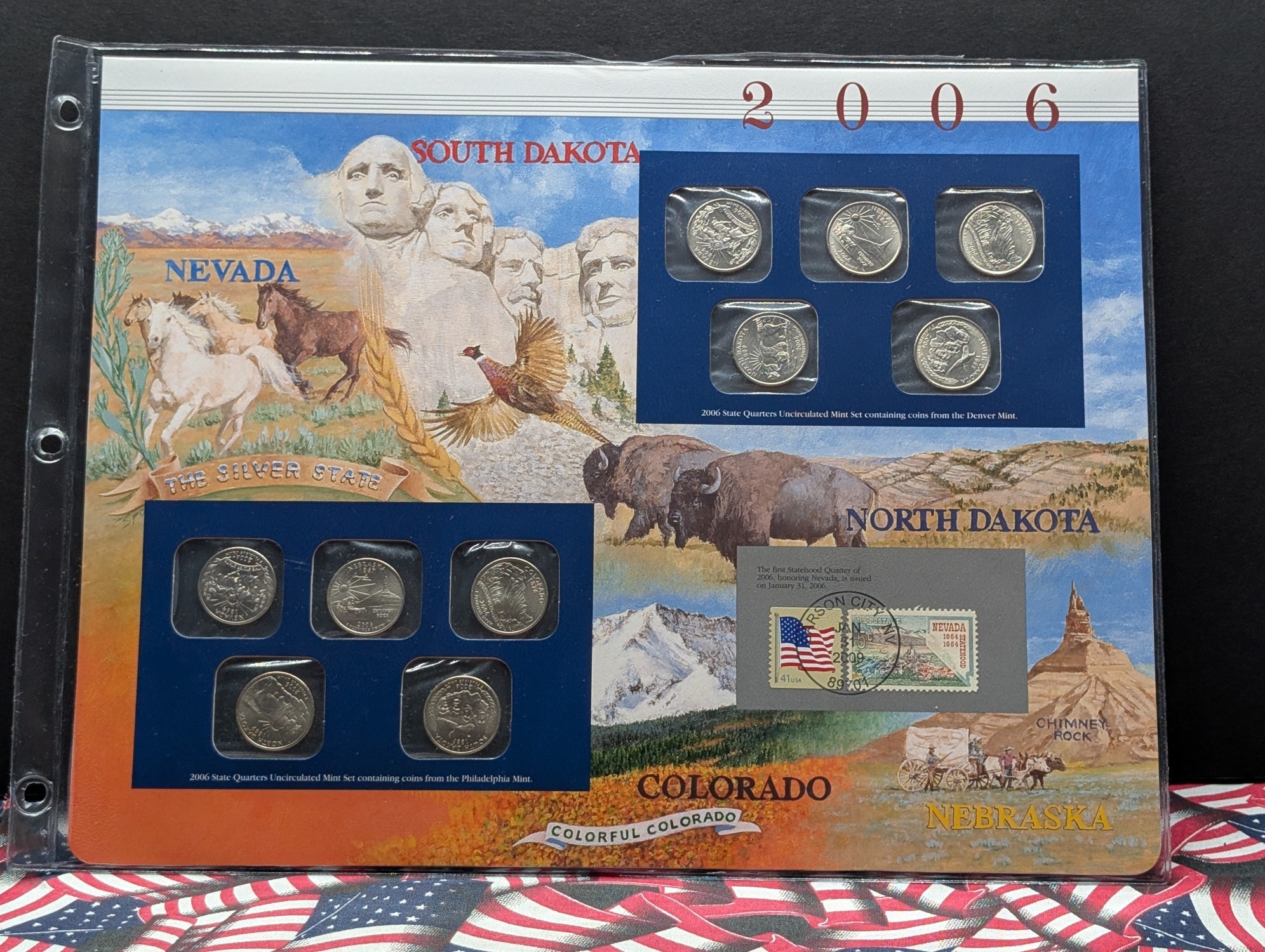 2006 P & D State Quarters Uncirculated Mint Sets With Stamps