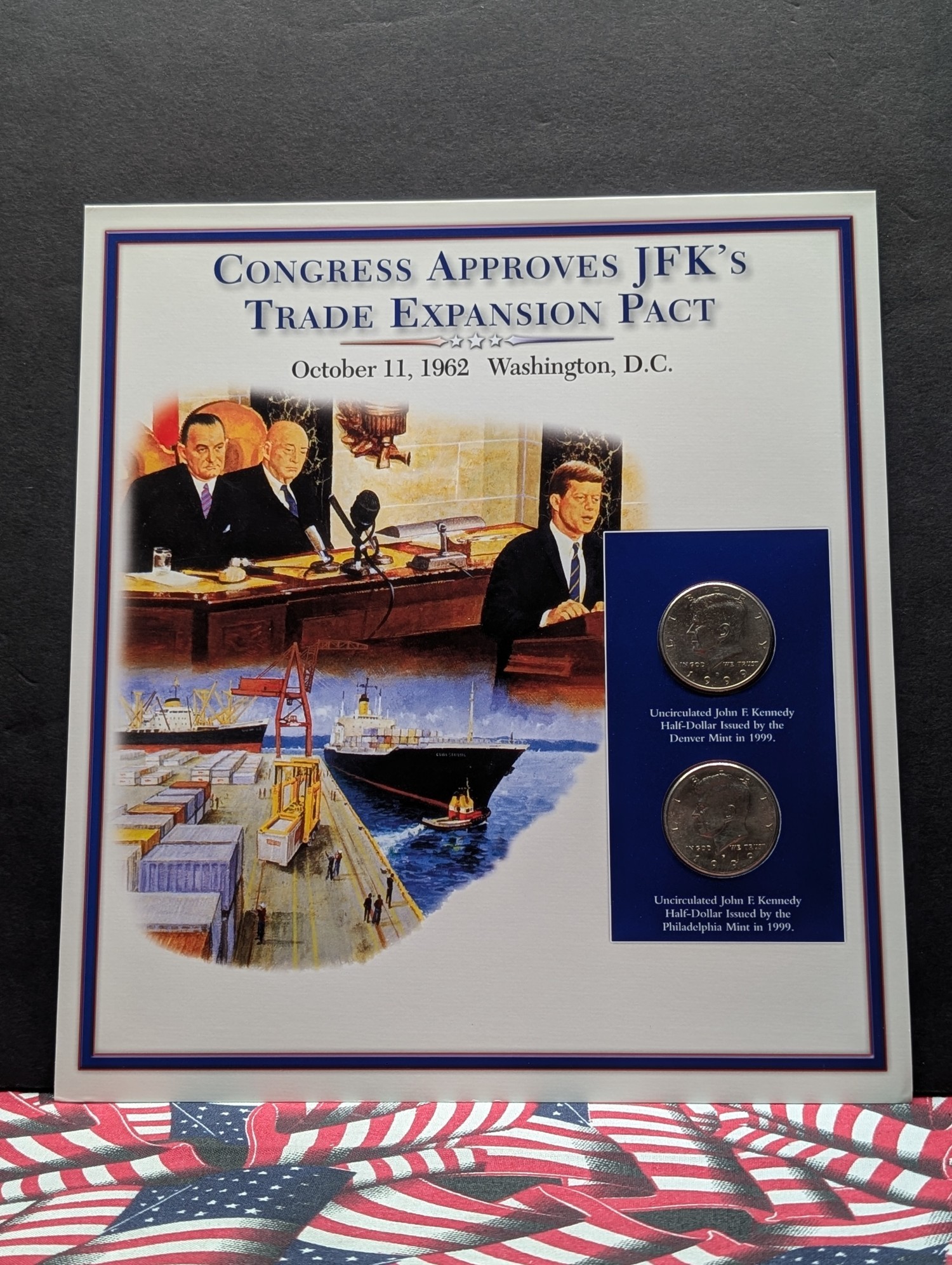 1999 P & D Kennedy Half Dollars With Stamp