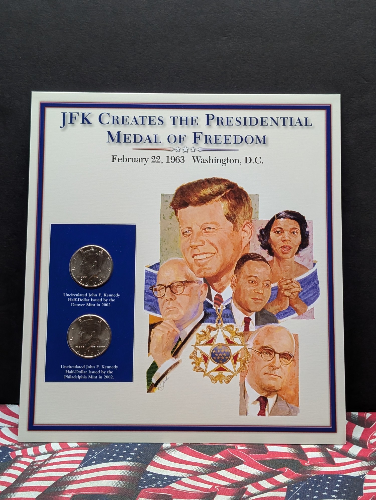 2002 P & D Kennedy Half Dollars With Stamp