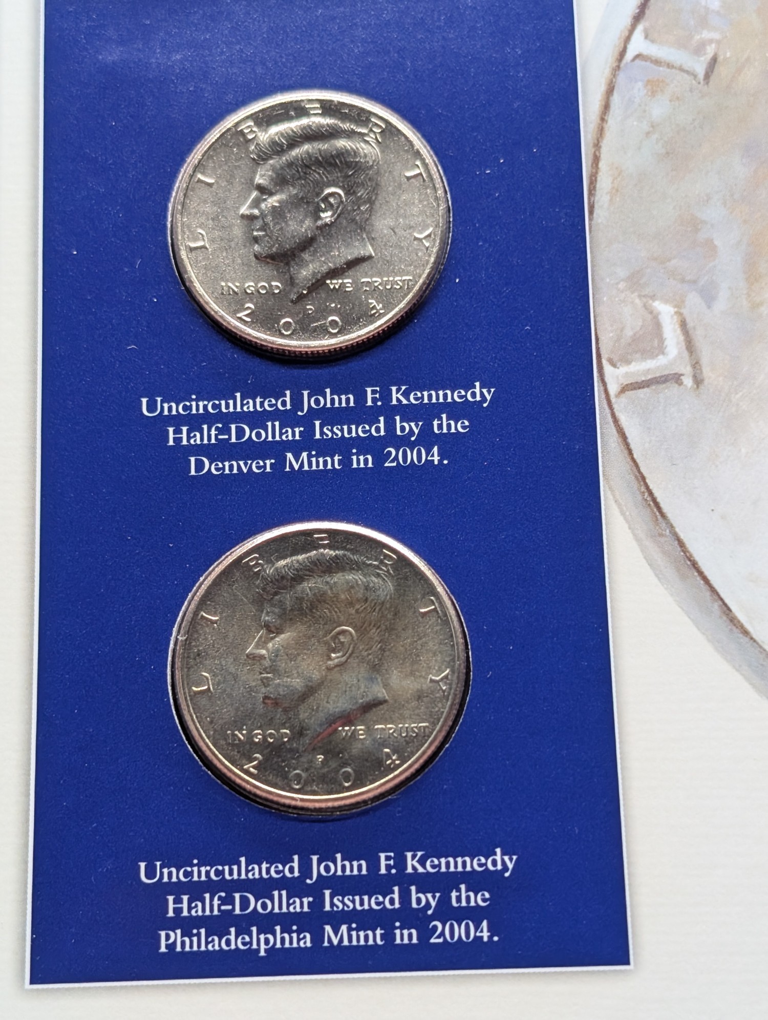 2004 P & D Kennedy Half Dollars With Stamp