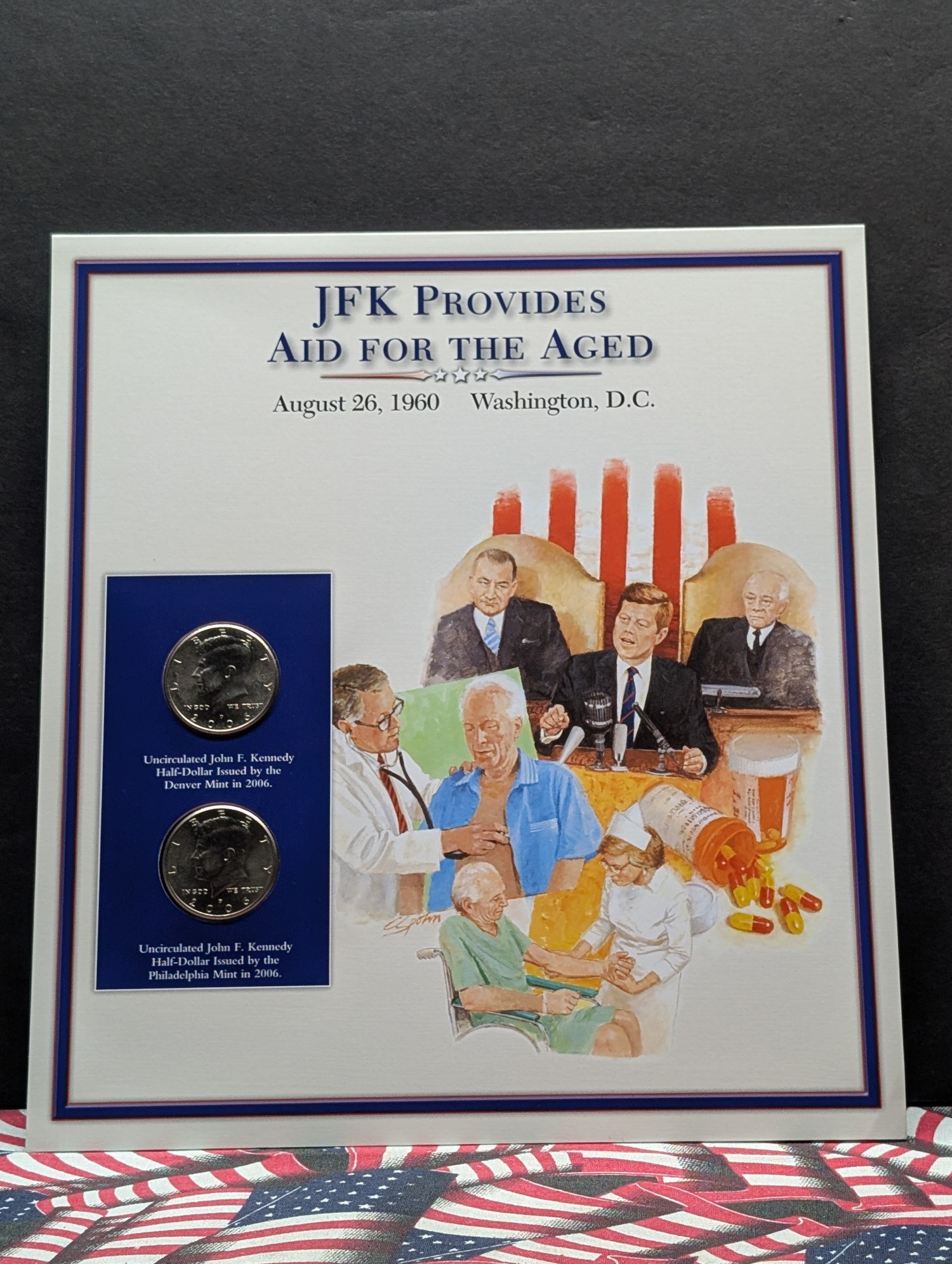 2006 P & D Kennedy Half Dollars With Stamp
