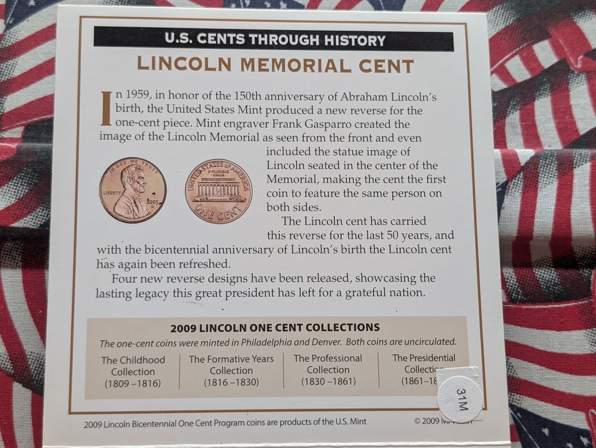 2009 P & D Lincoln Bicentennial One Cent Series Vol. Four