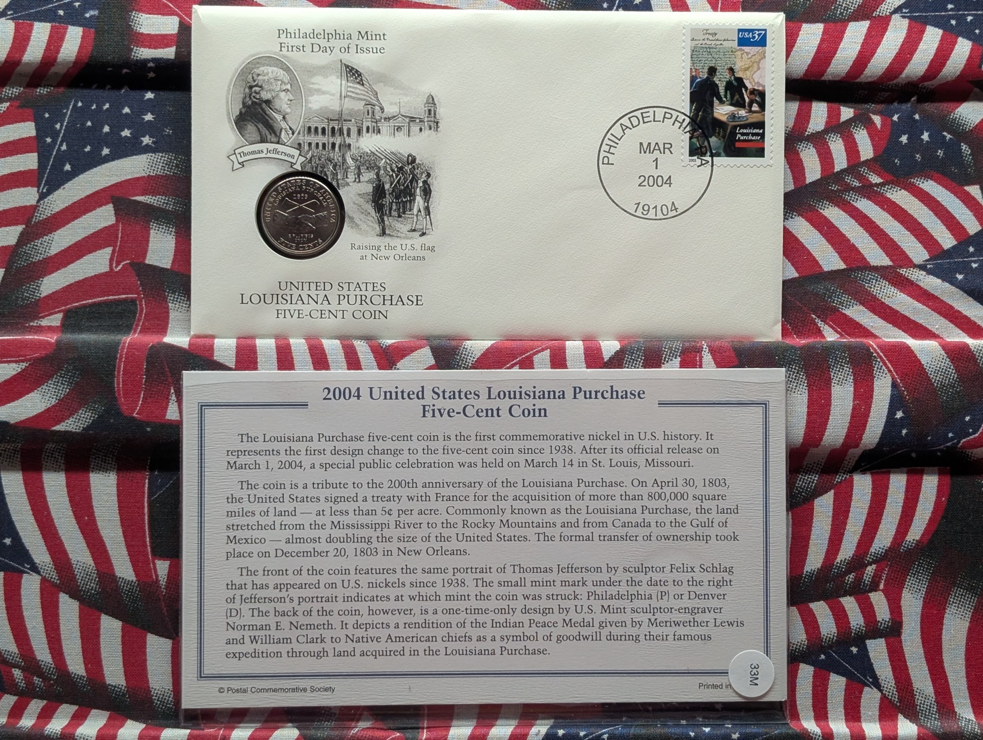2004-P Louisiana Purchase Jefferson Nickel With First Day Cachet