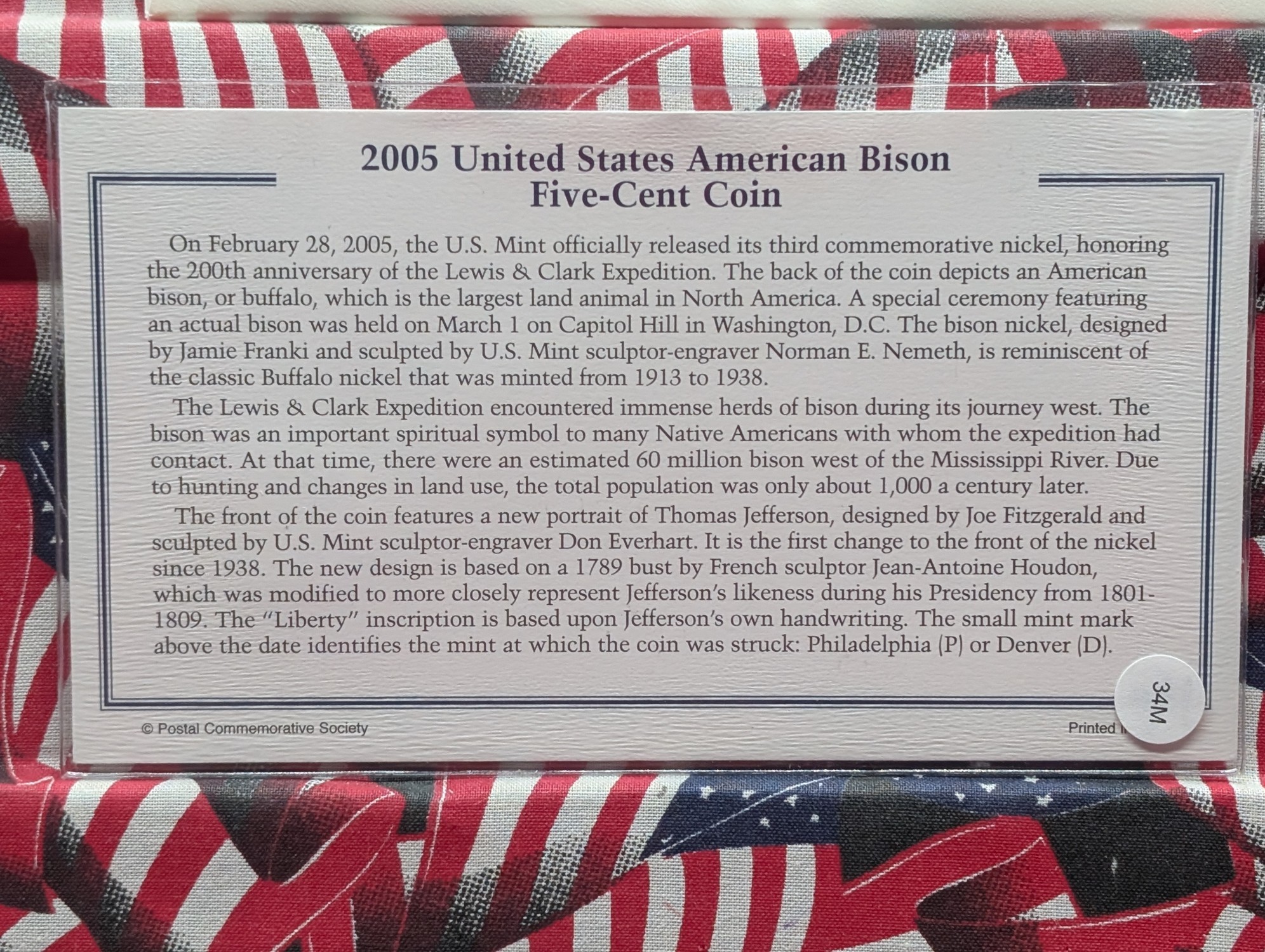 2005-P American Bison Jefferson Nickel With First Day Cachet