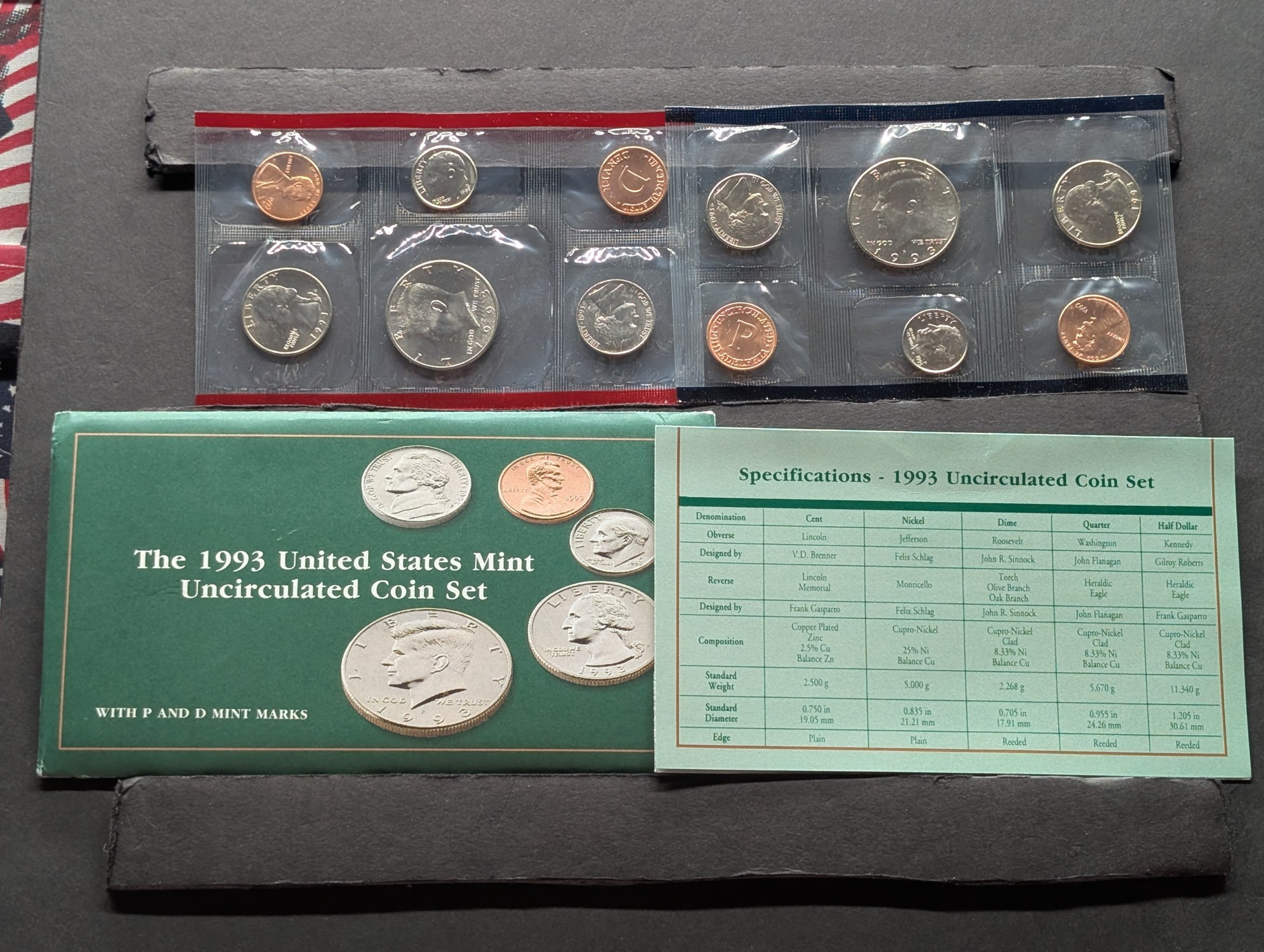 1993 P & D U.S. Mint Uncirculated Coin Set In OGP w/COA