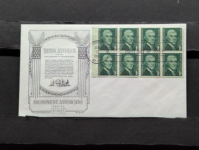 1965 Jefferson Booklet Pane Of Eight As A First Day Cachet Condition PLEASE NOTE Some coins may 