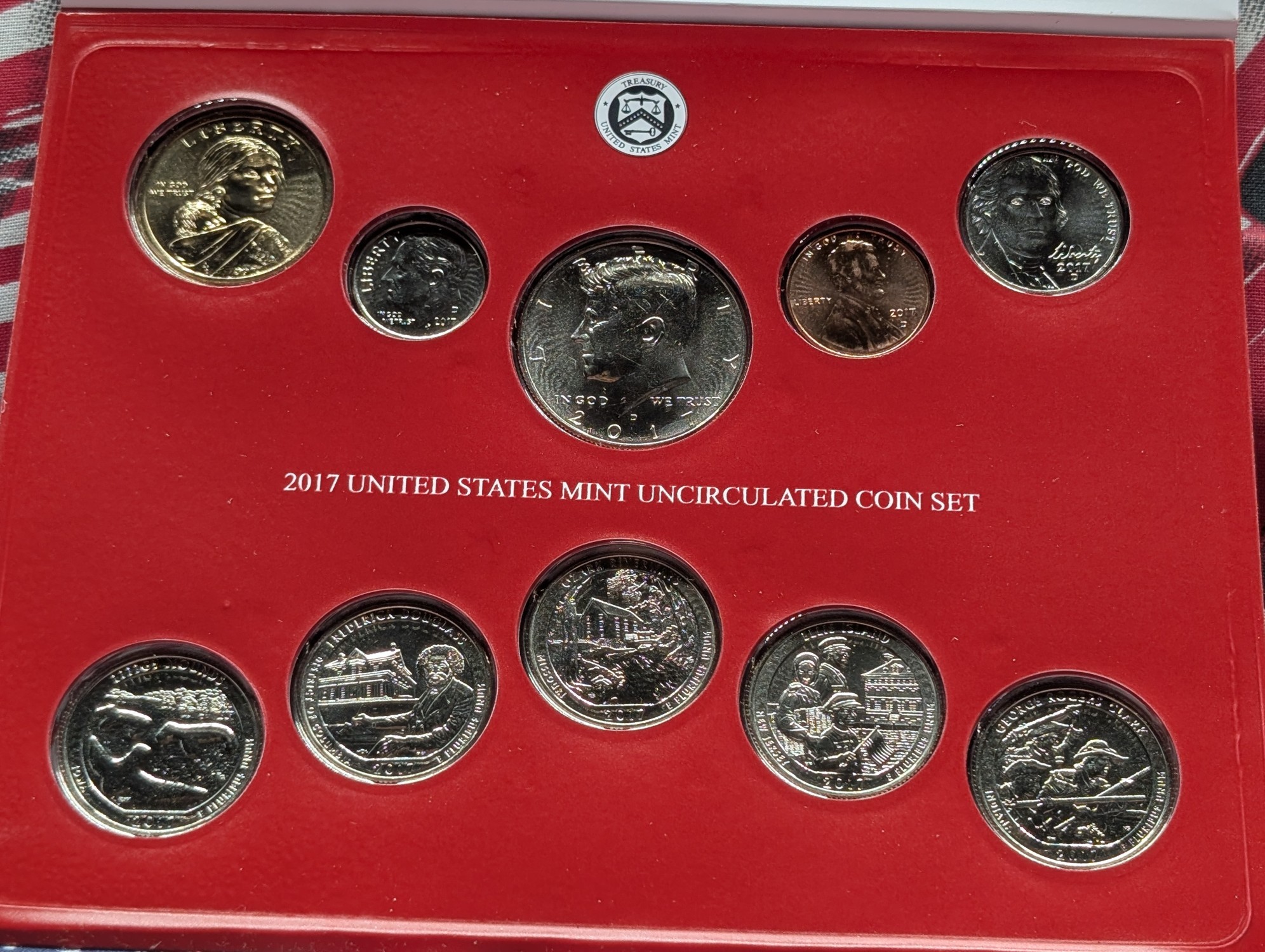 2017 P&D U.S. Uncirculated Mint Coin Set with ATB Quarters In OGP w/COA, Opened