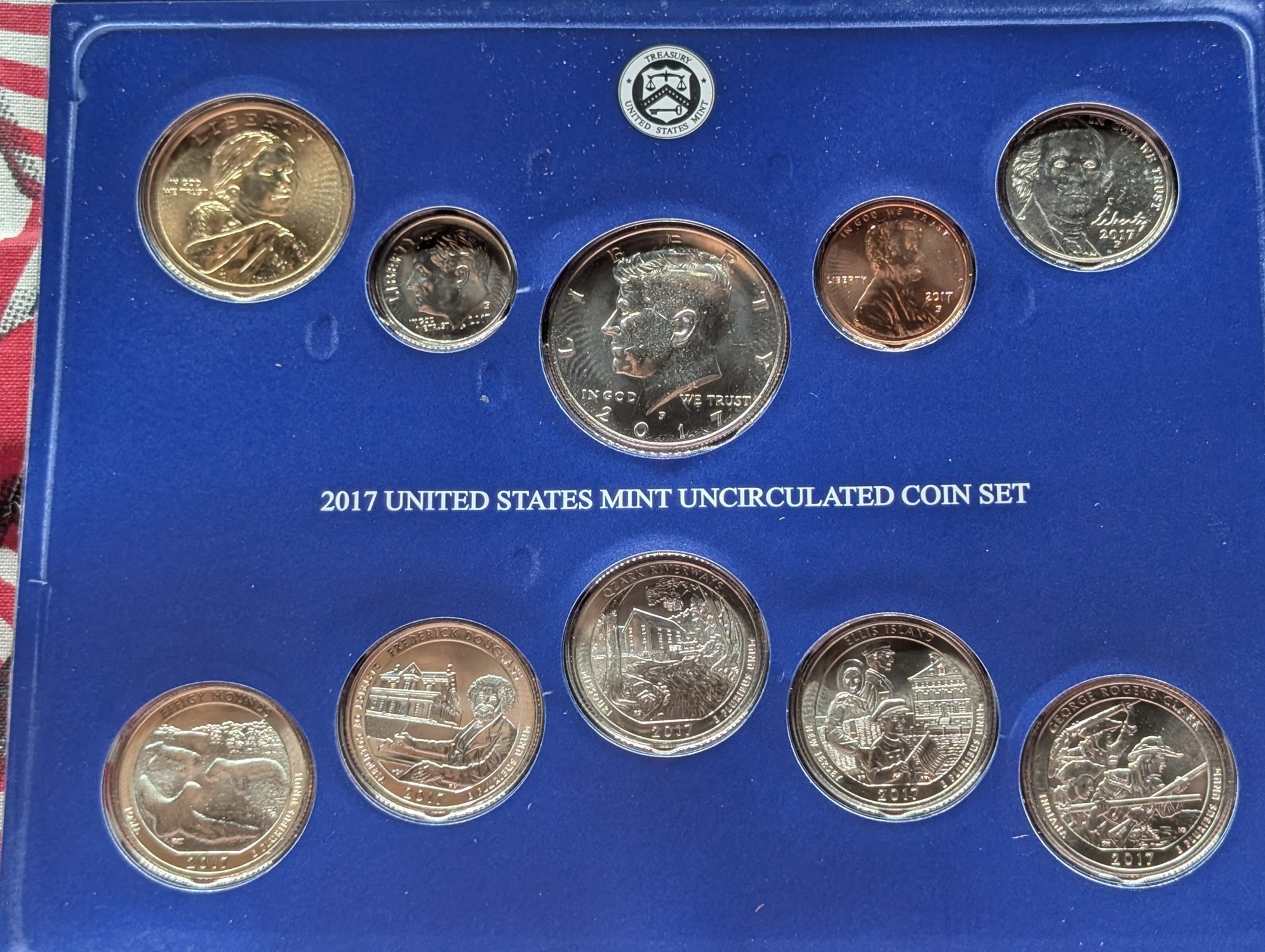 2017 P&D U.S. Uncirculated Mint Coin Set with ATB Quarters In OGP w/COA, Opened