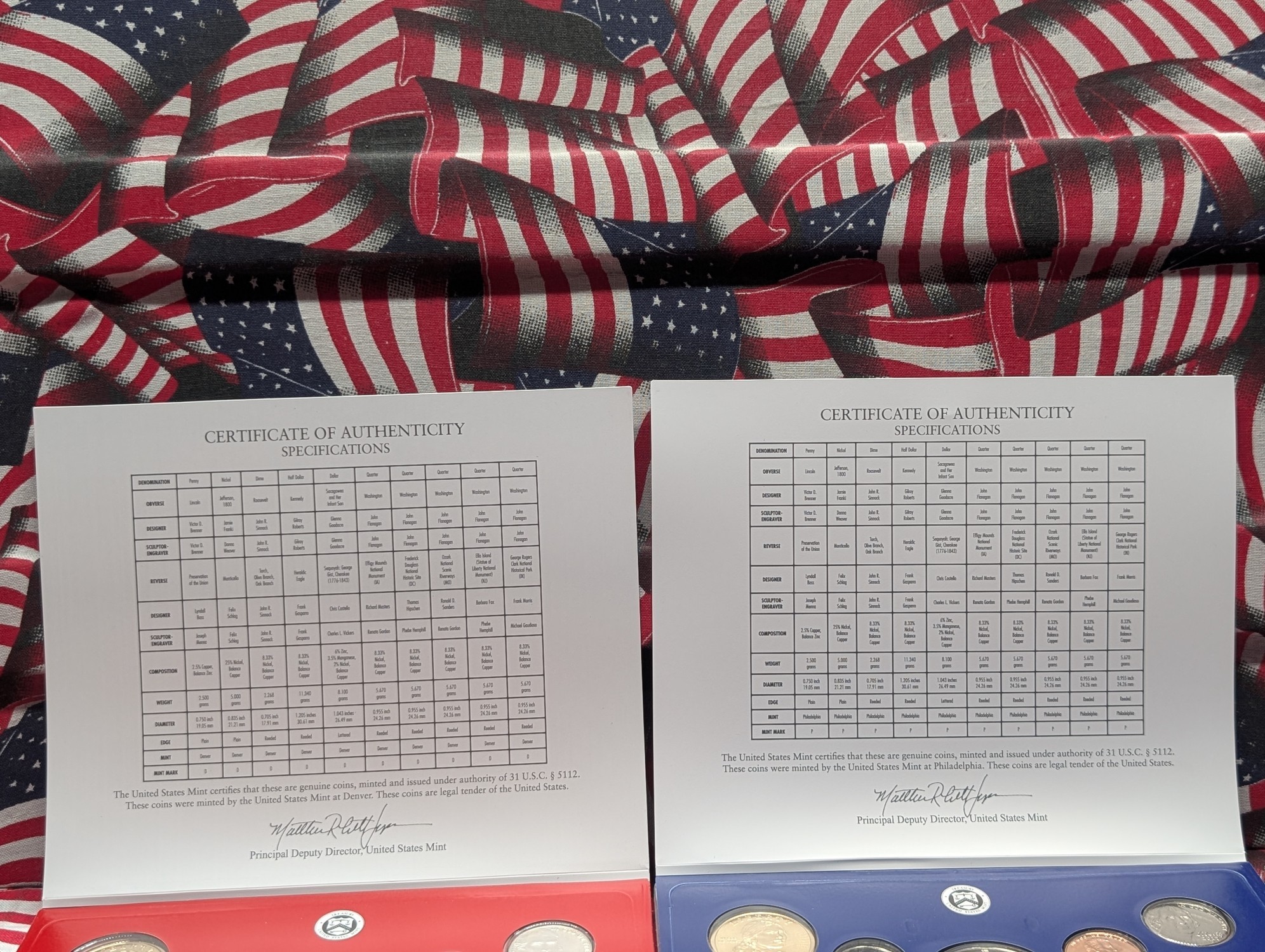 2017 P&D U.S. Uncirculated Mint Coin Set with ATB Quarters In OGP w/COA, Opened