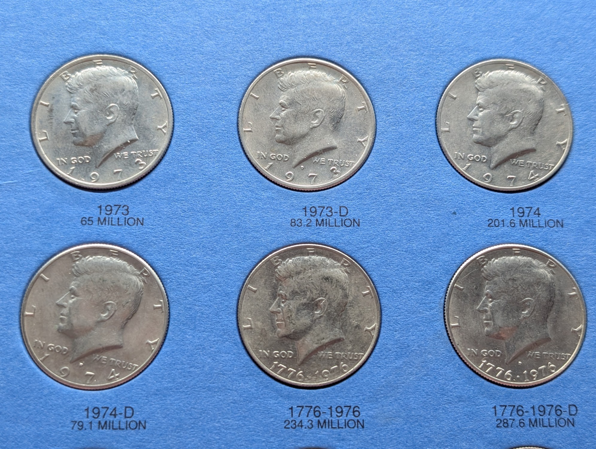 Partial Kennedy Half Dollar Album, 27 Coins Total, 1978-P In 1978-D Spot & 1979-P In 1979-D Spot