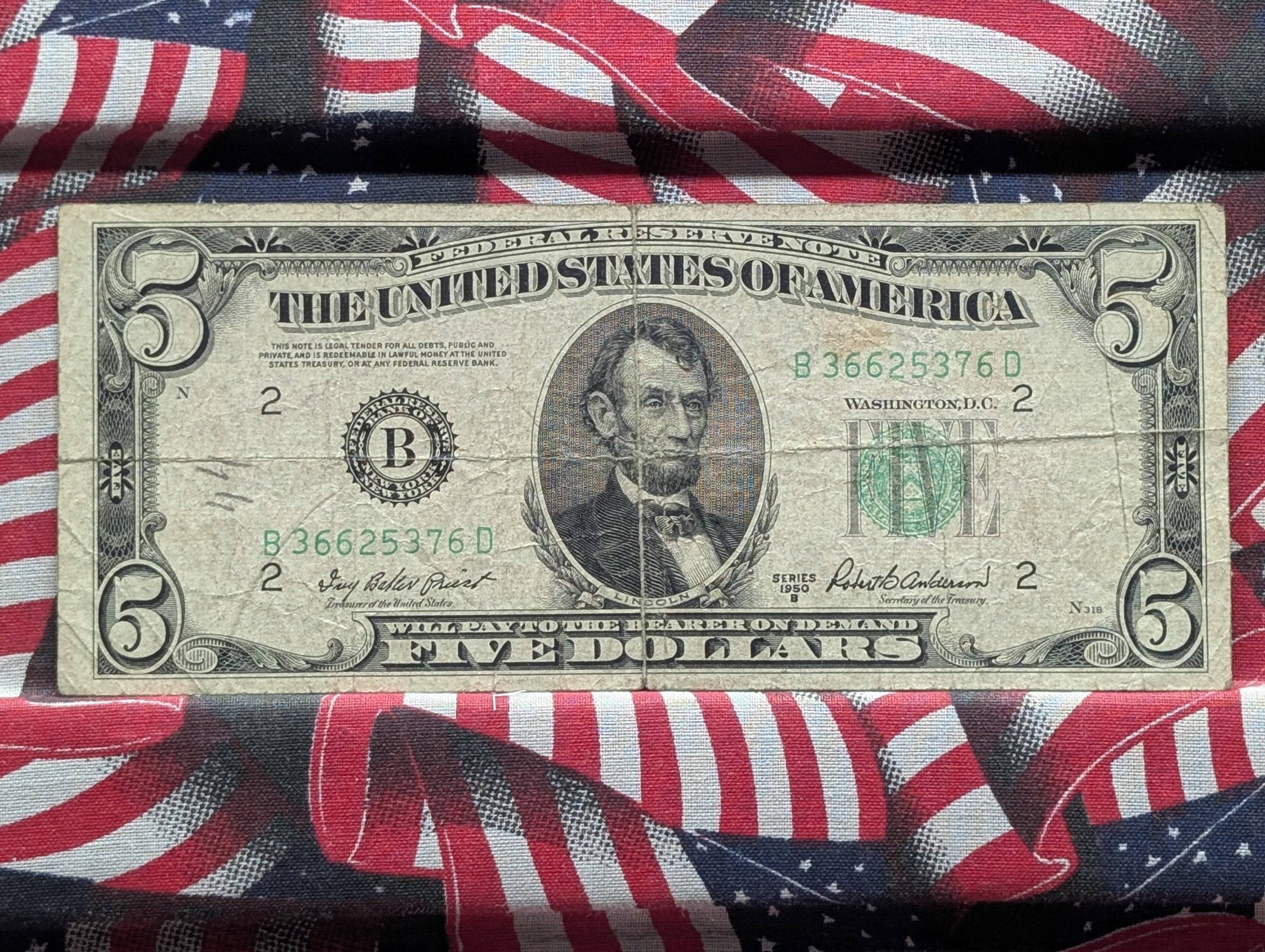 1950-B $5 U.S. Federal Reserve Note