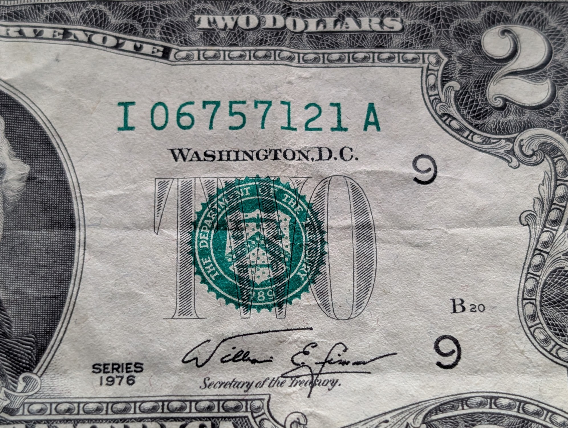 1976 $2 U.S. Bank Note