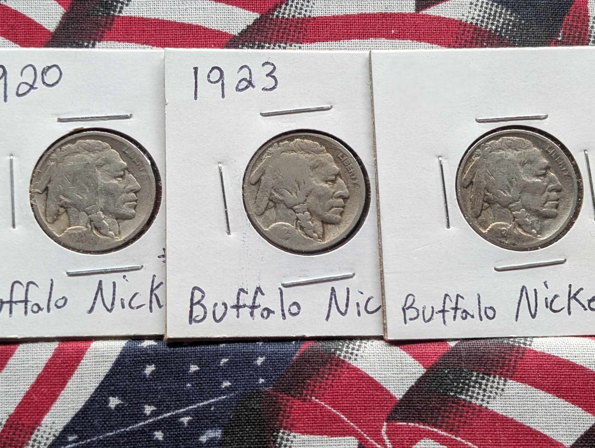 1920-P, 1923-P, & 1924-P Indian Head Buffalo Nickels