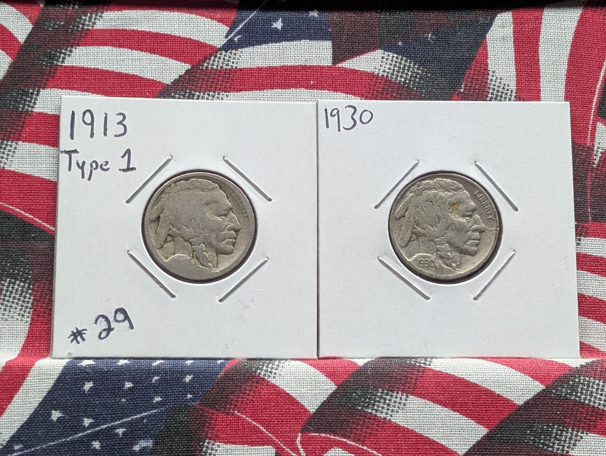 1913-P Type 1 & 1930-P Indian Head Buffalo Nickels