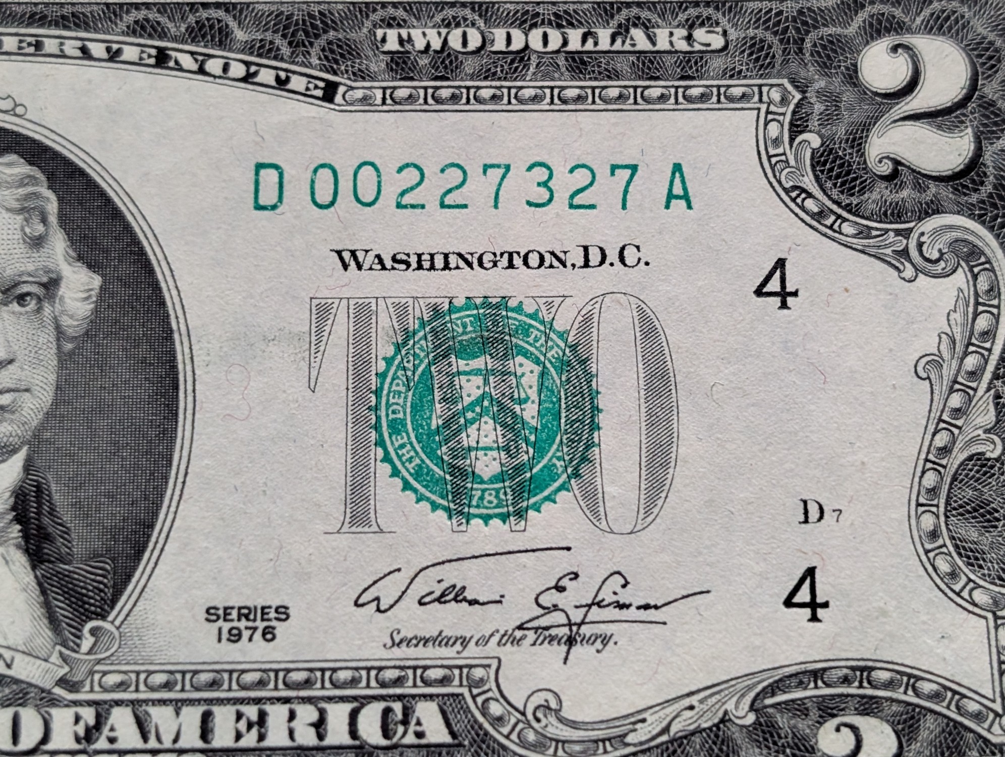 1976 $2 U.S. Bank Note