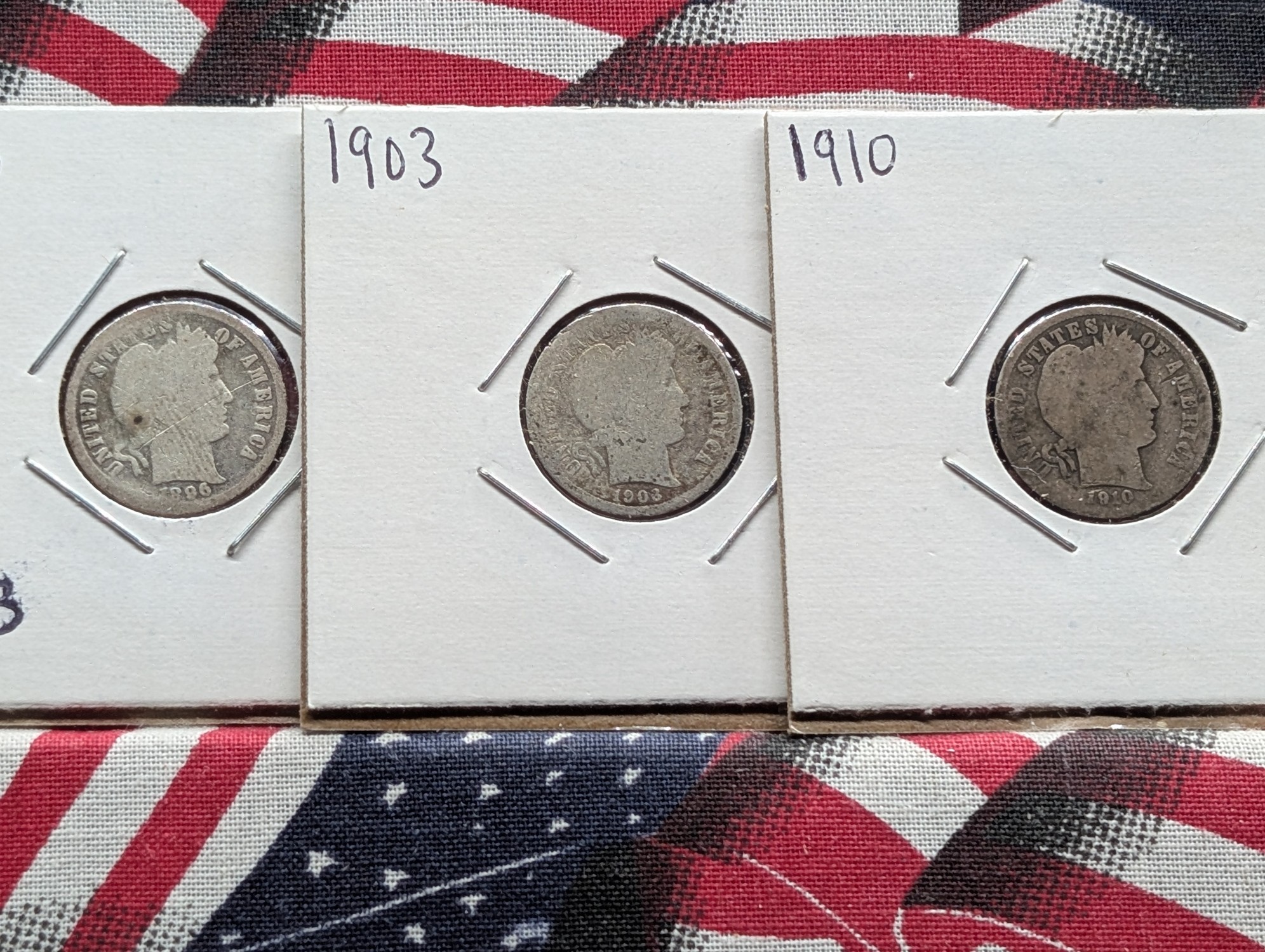 1896, 1903-O, & 1910-D Barber 90% Silver Dimes