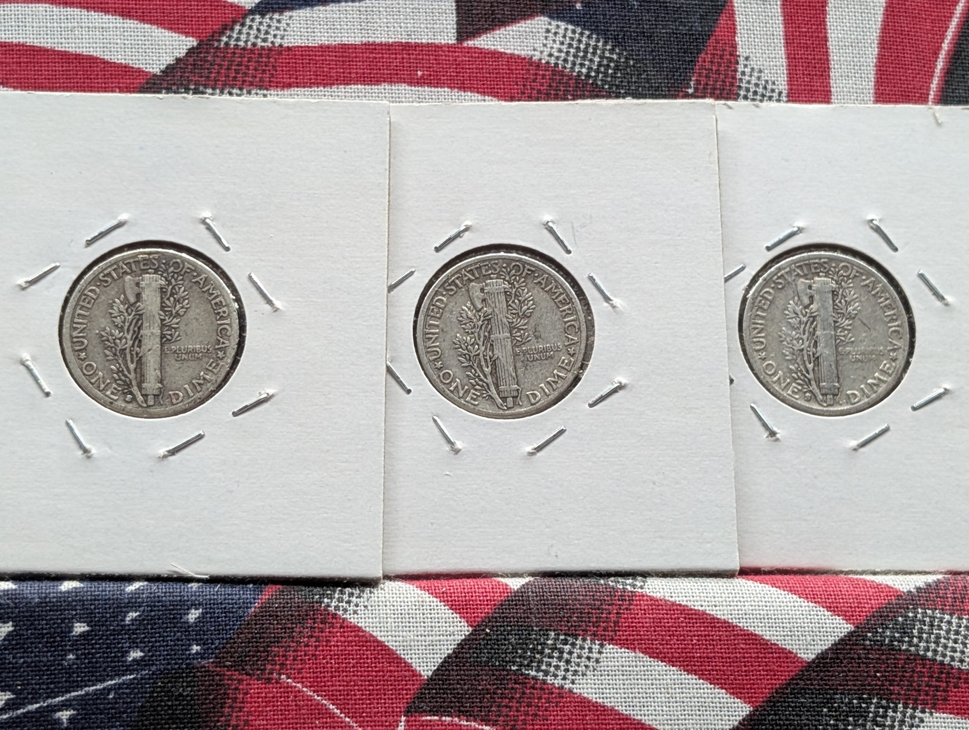 1935-S, 1939, & 1942-S Mercury 90% Silver Dimes
