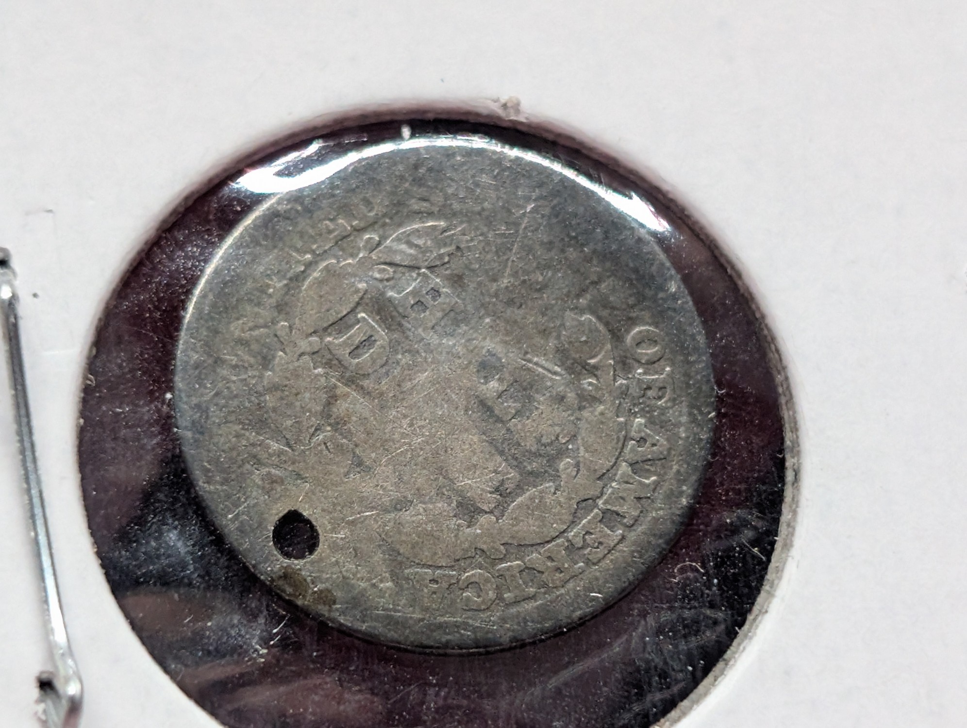 1842 Seated Liberty Half Dime, Damaged, Hole