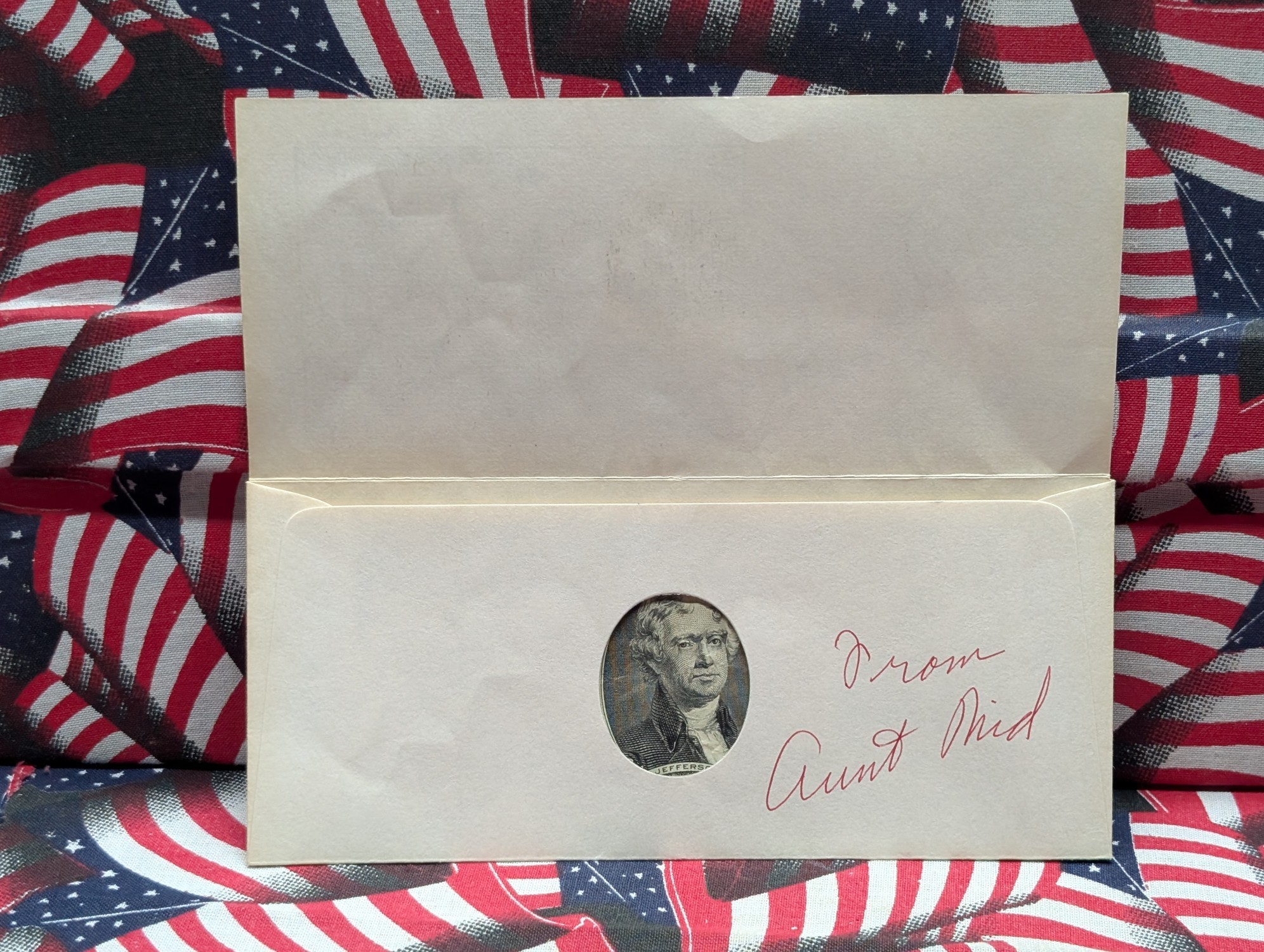 1976 $2 U.S. Bank Note In A Holiday Card