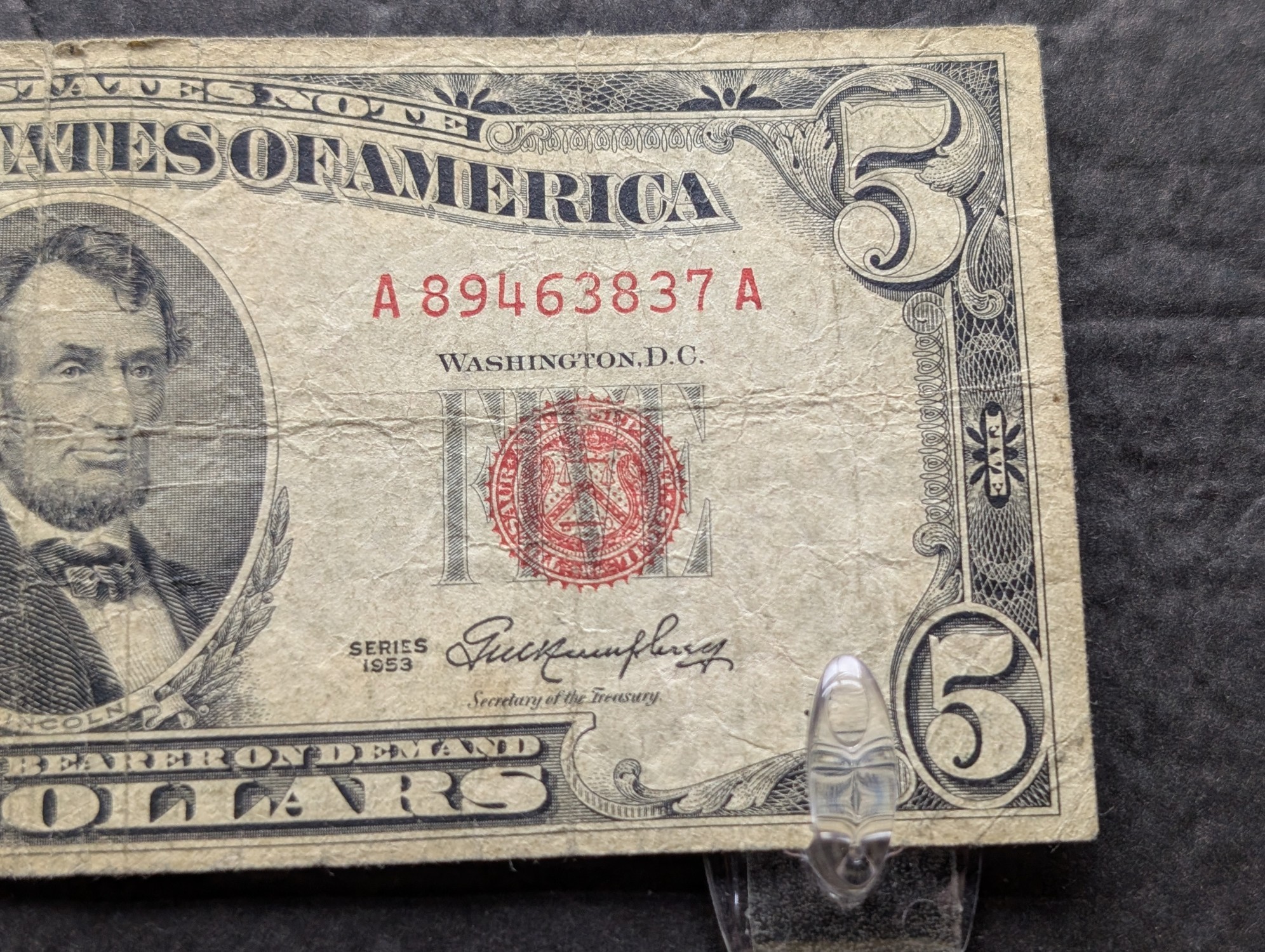1953 US $5 United States Note - Red Seal