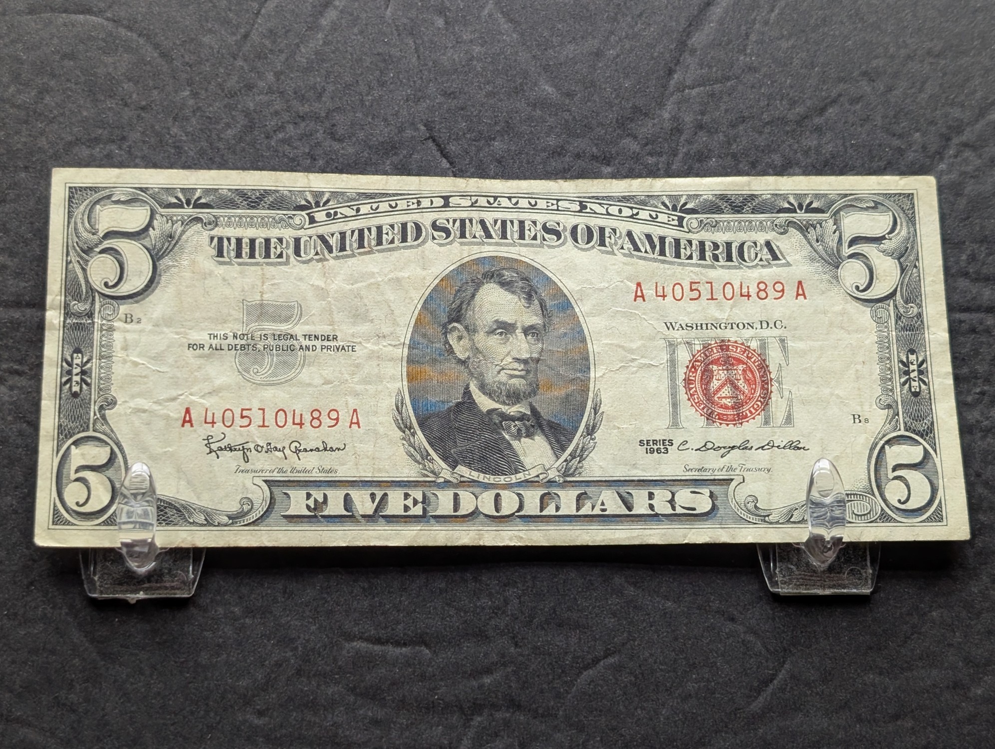 1963 US $5 United States Note - Red Seal