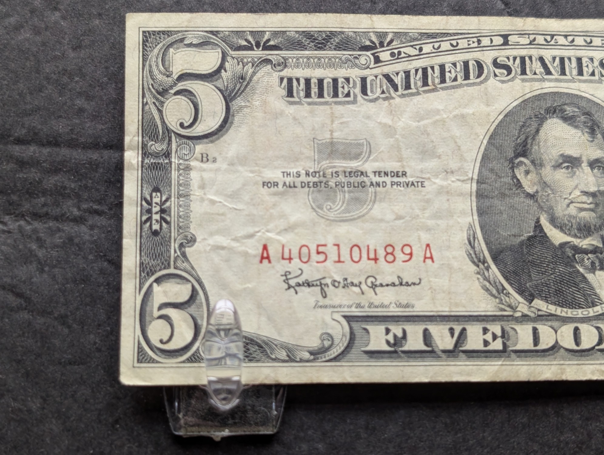 1963 US $5 United States Note - Red Seal