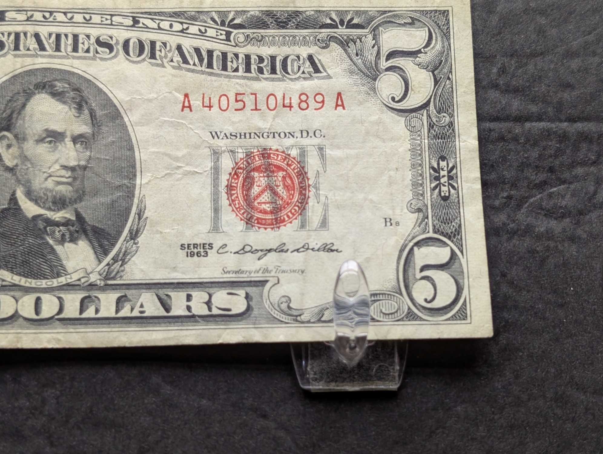 1963 US $5 United States Note - Red Seal