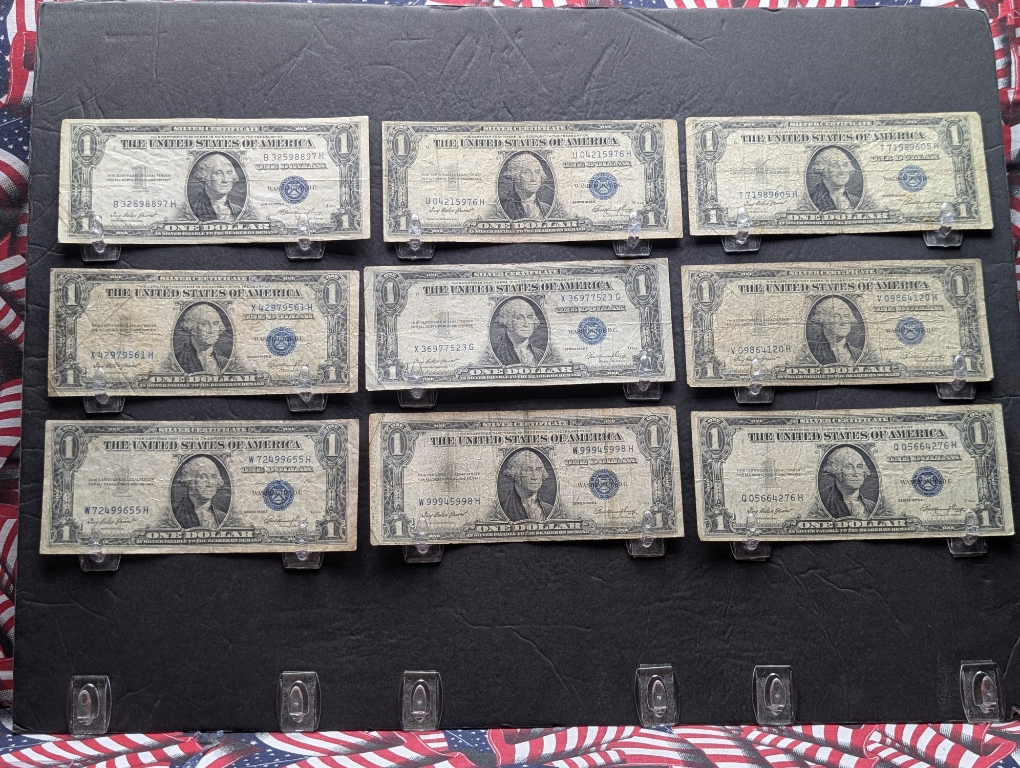 (9) Series 1935 E U.S. $1 Silver Certificates