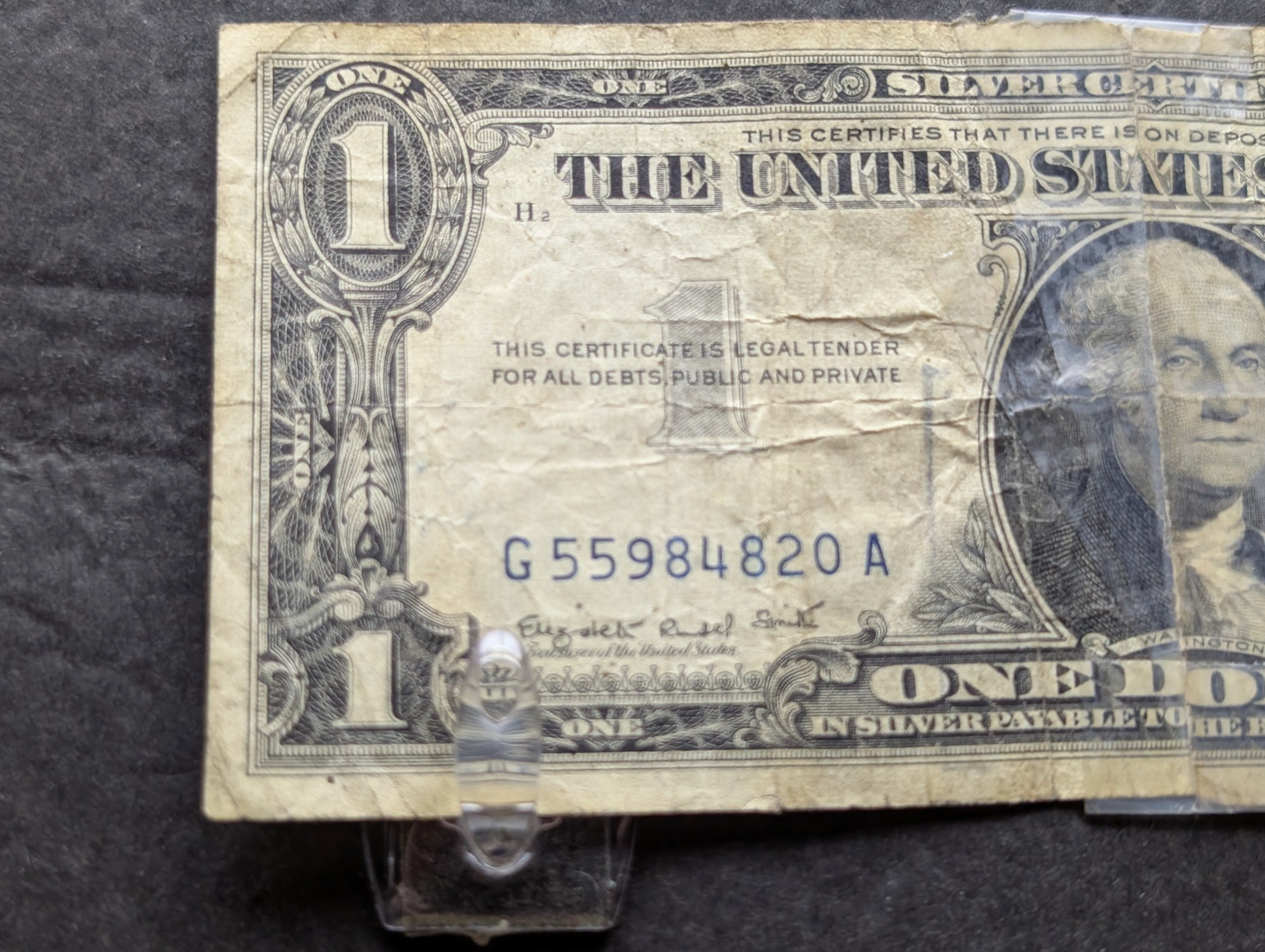 (2) 1957-A US $1 Silver Certificates - Blue Seals, Tape on One